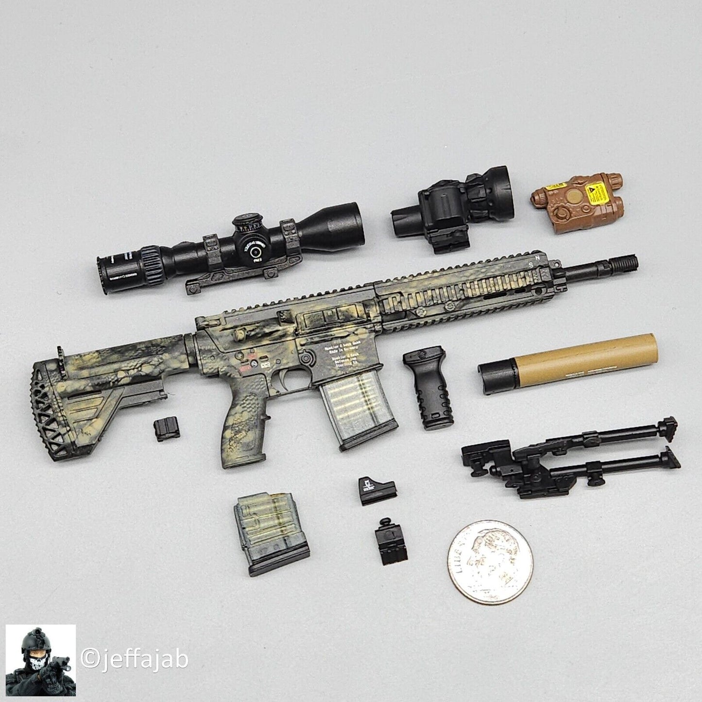 1:6 Easy & Simple Recce Element Camo HK 417 Sharpshooter Rifle for 12" Figures