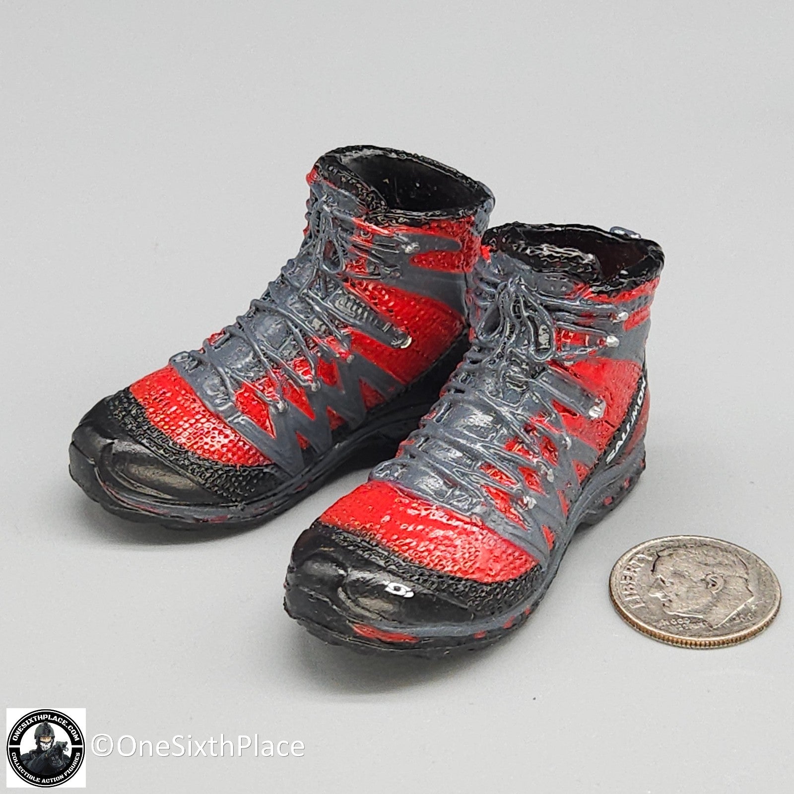 1:6 scale Easy Simple ZERT Red Salomon Hiking Boots (Peg Type) for 12" Figures