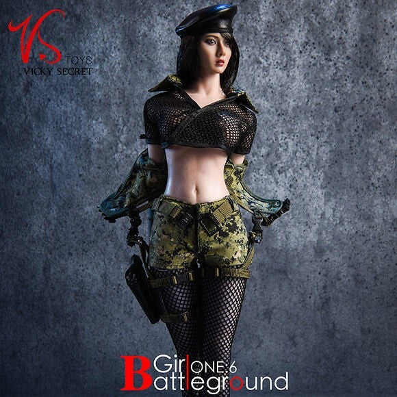 1:6 VS Toys Battlefield Girl Female Green Knee Pad (x1) for 12" Figures