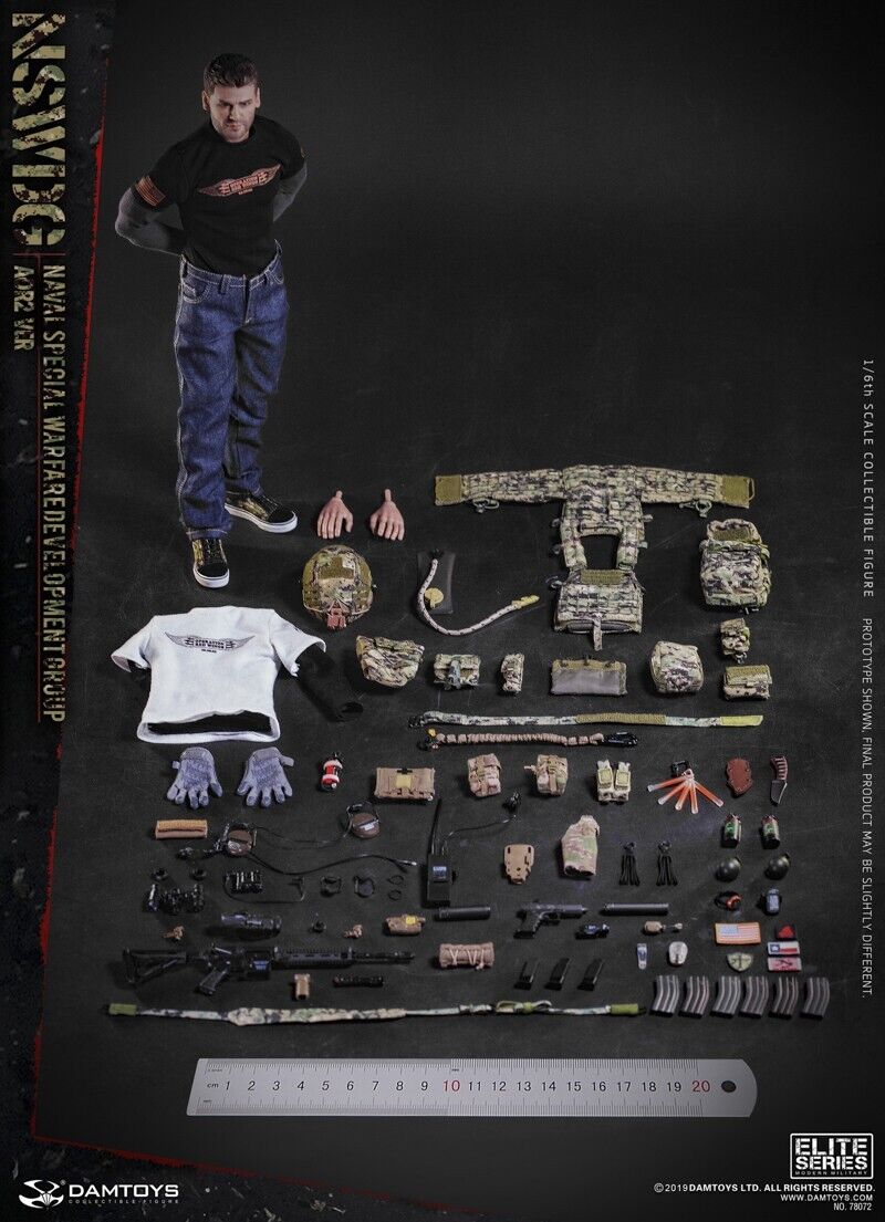 1:6 DamToys NSWDG AOR2 Version Operation Red Wings Black T-Shirt for 12" Figures