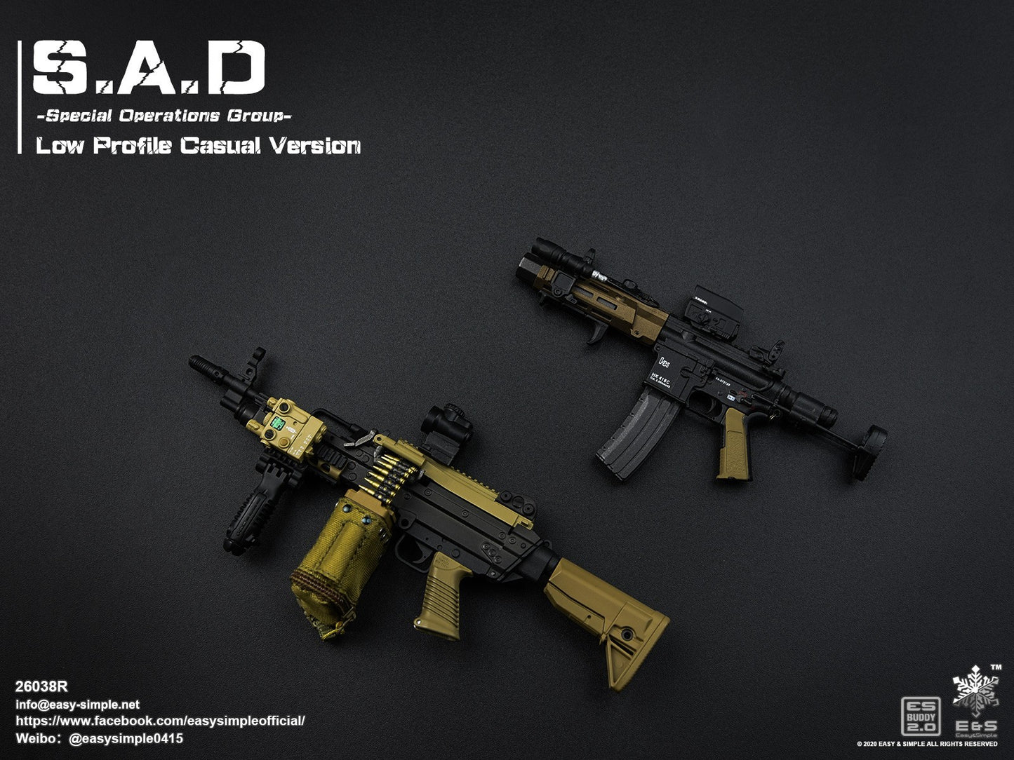 1:6 scale Easy & Simple SAD Low Profile SAW K Compact 5.56 Machine Gun