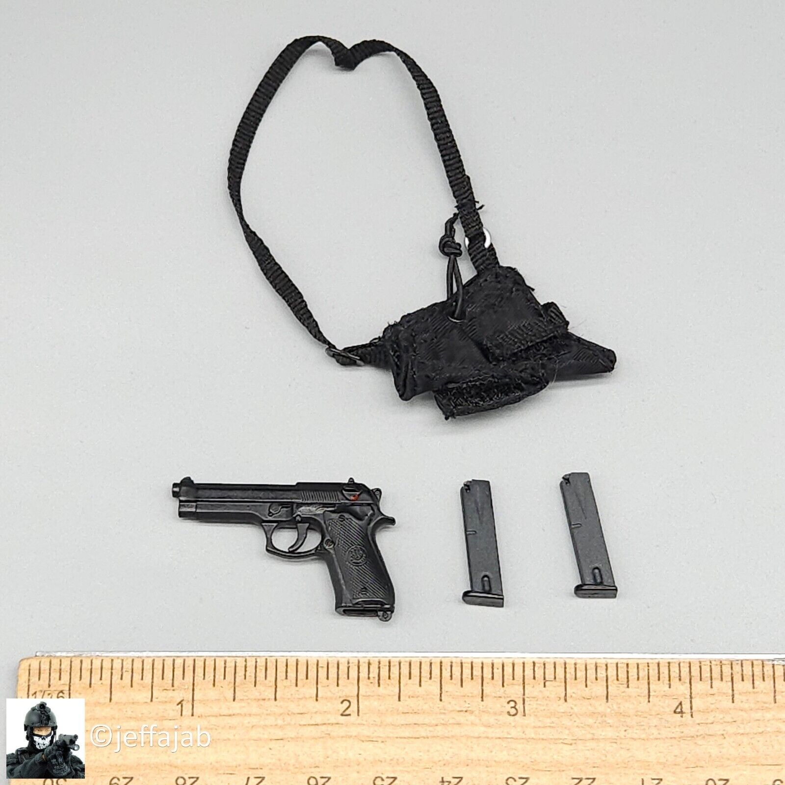 1:6 BBI Navy SEAL HALO Jumper Metal M9 Pistol w/ Sling Holster for 12" Figures