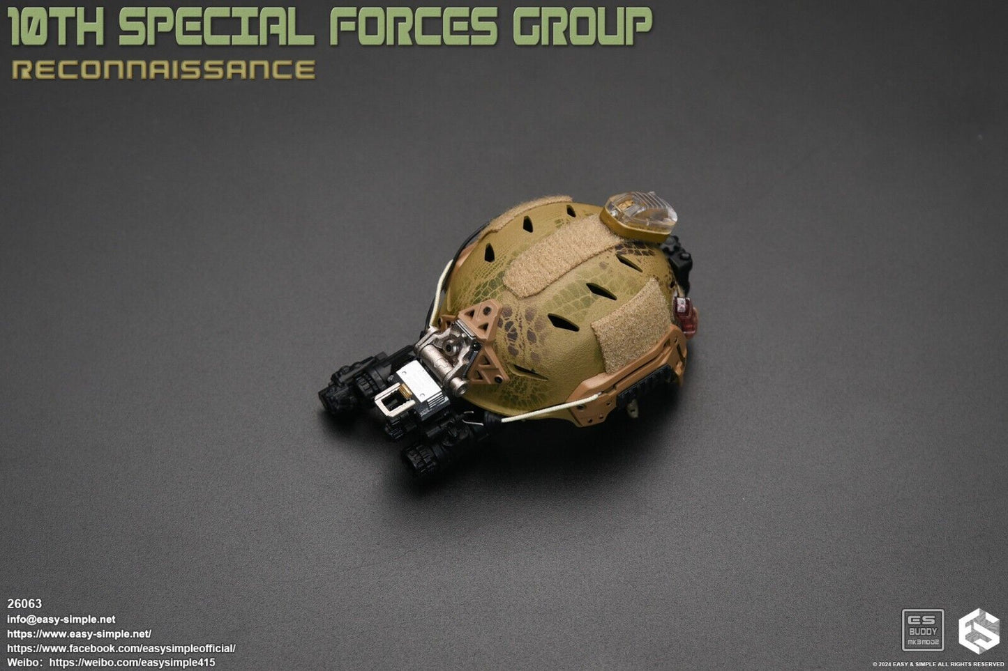 1:6 Easy & Simple 10th Special Forces Group Helmet w/ NVG for 12" Figures