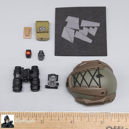 1:6 Easy & Simple French Airborne Green FAST Helmet w/ NVG for 12" Figures