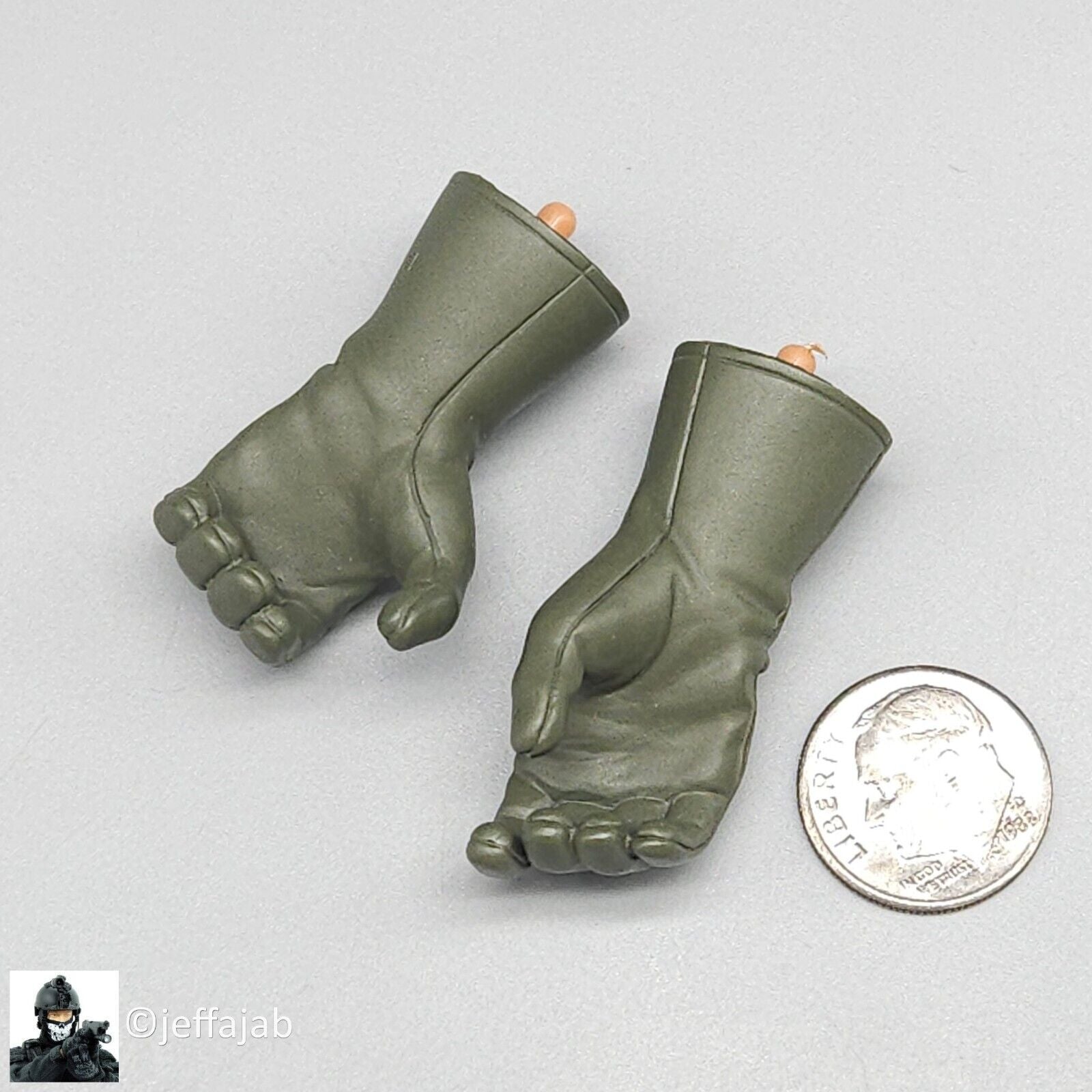 1:6 Dragon Green Gloved Hands for 12" Figures SEAL Pilot