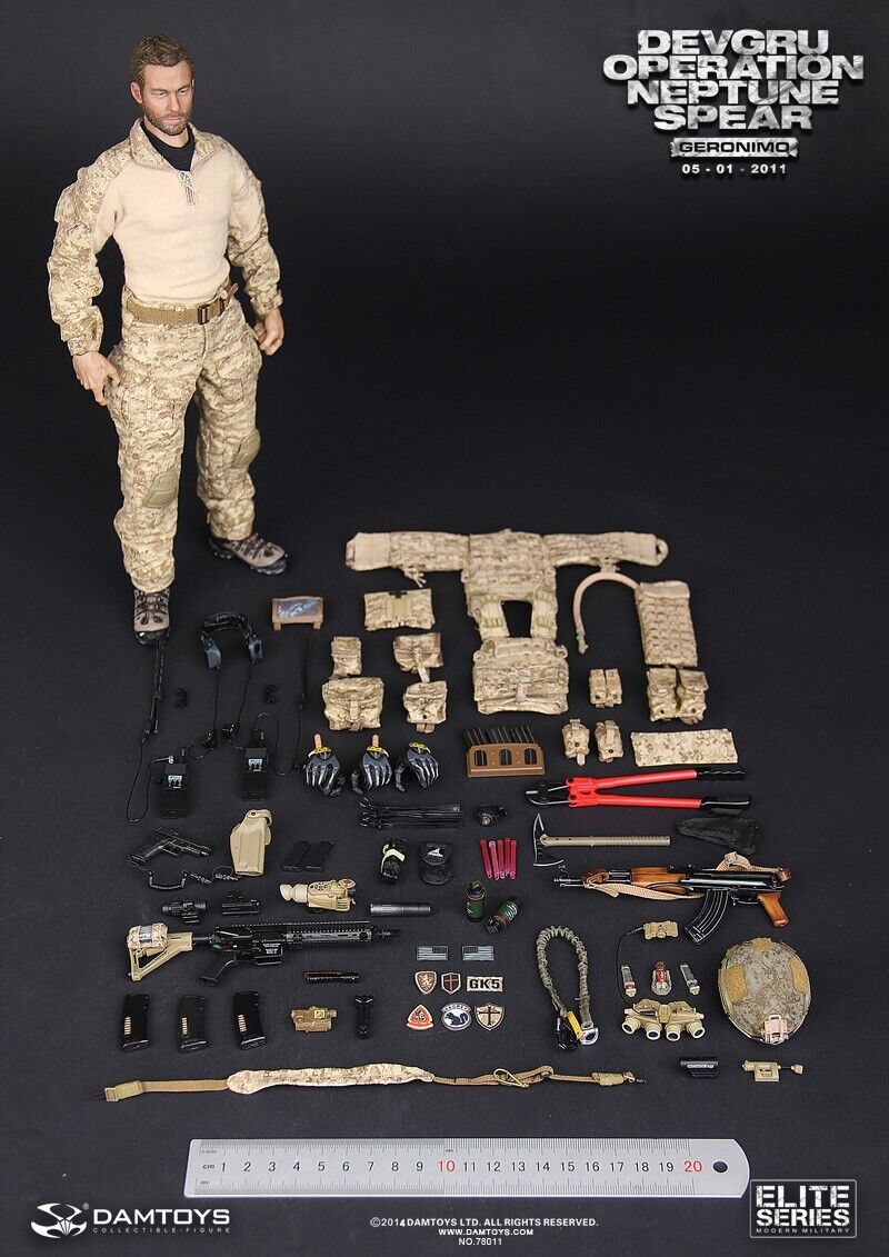 1:6 DamToys DEVGRU Neptune Spear GPS w/ AOR1 Camo Pouch for 12" Figures