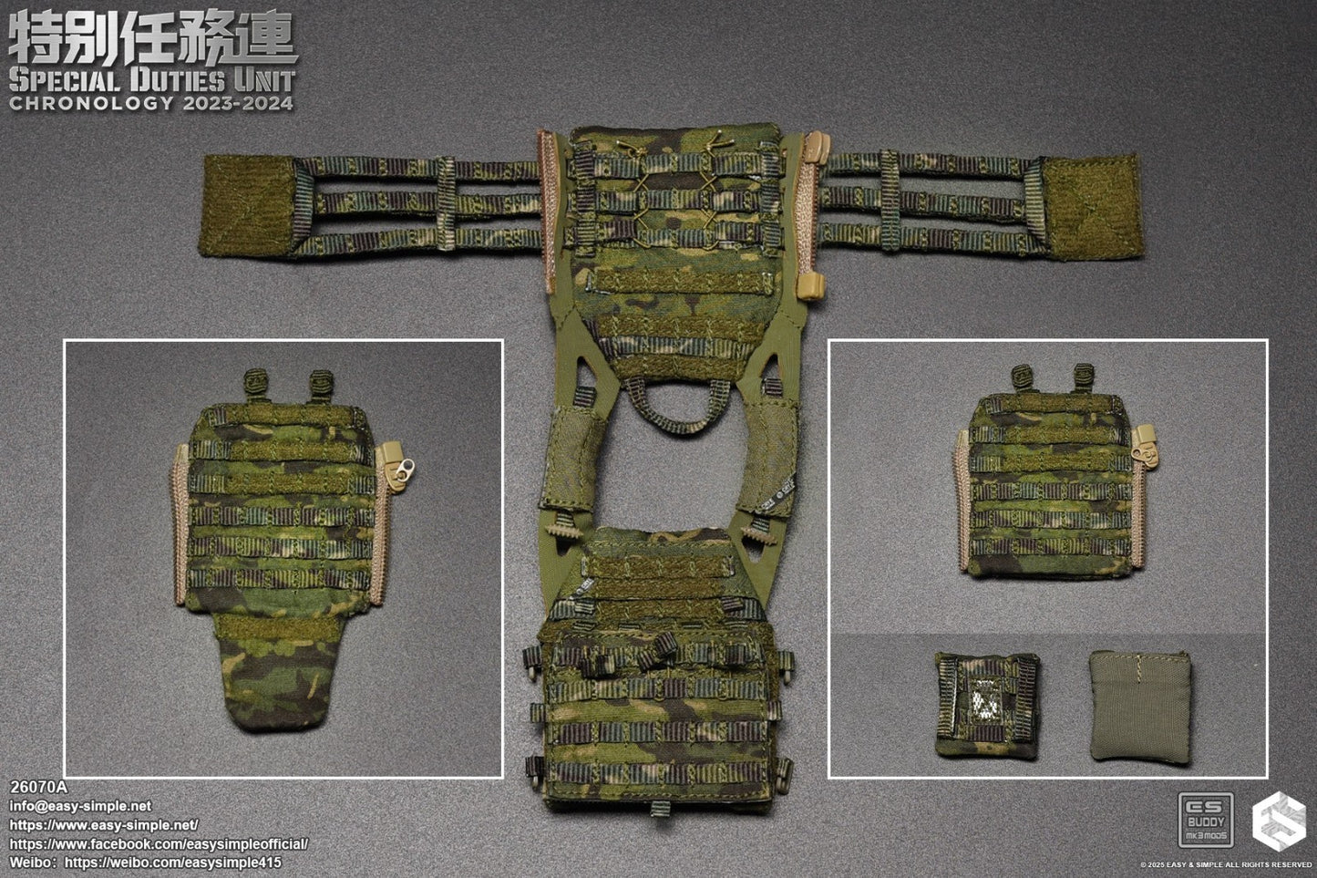 1:6 scale Easy & Simple SDU Assault Team 2023-2024 Jungle Multicam Plate Carrier