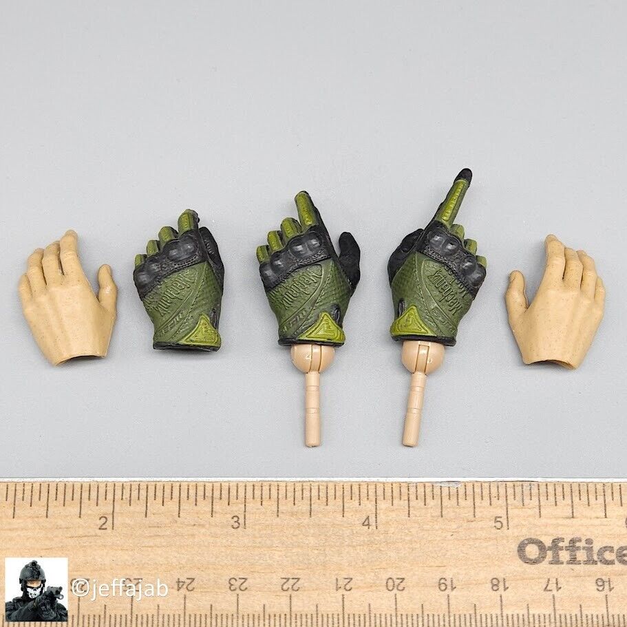 1:6 Easy & Simple CBRN Assault Team Green Gloved Hands Set for 12" Figures