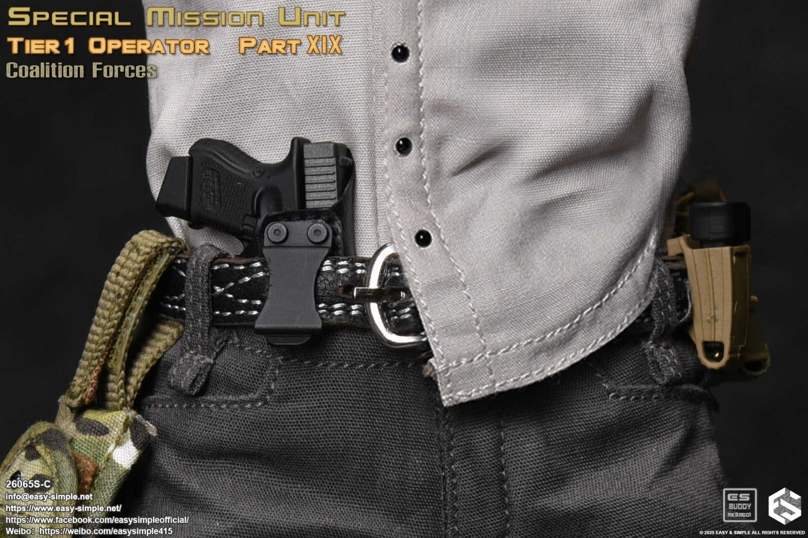 1:6 scale Easy & Simple Coalition Forces Subcompact Pistol 12" Figures 26065SC