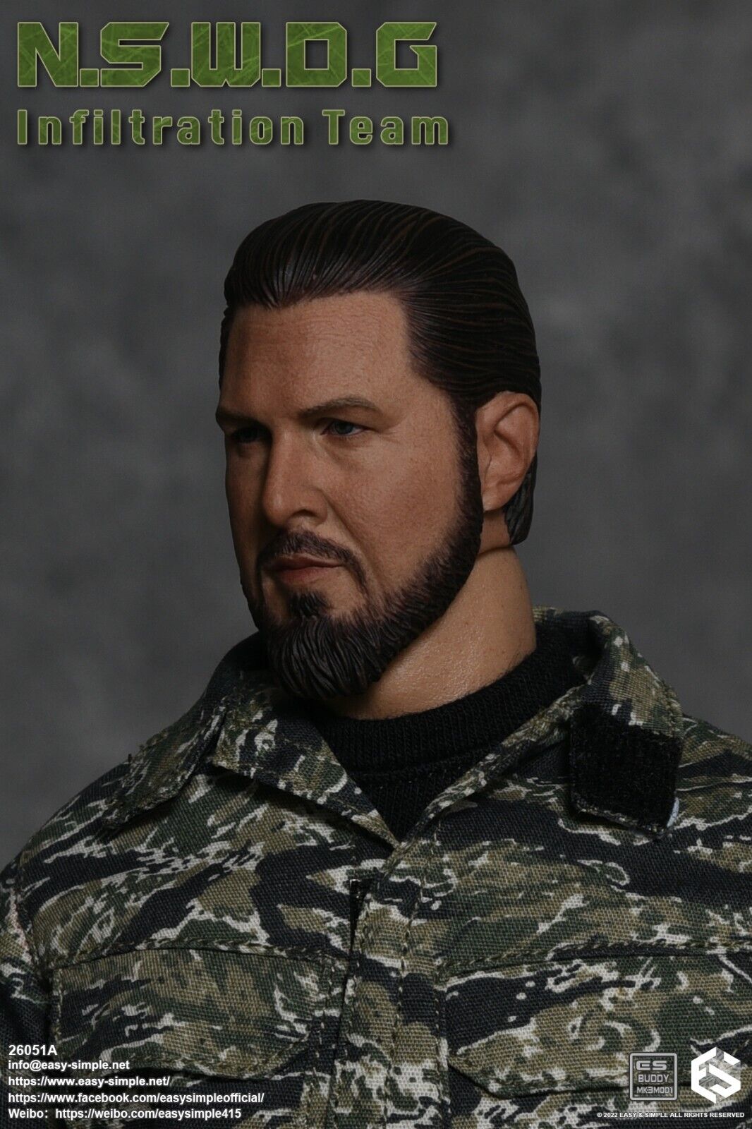 1:6 Easy & Simple NSWDG Infiltration Team Ver A Male Head Sculpt for 12" Figures