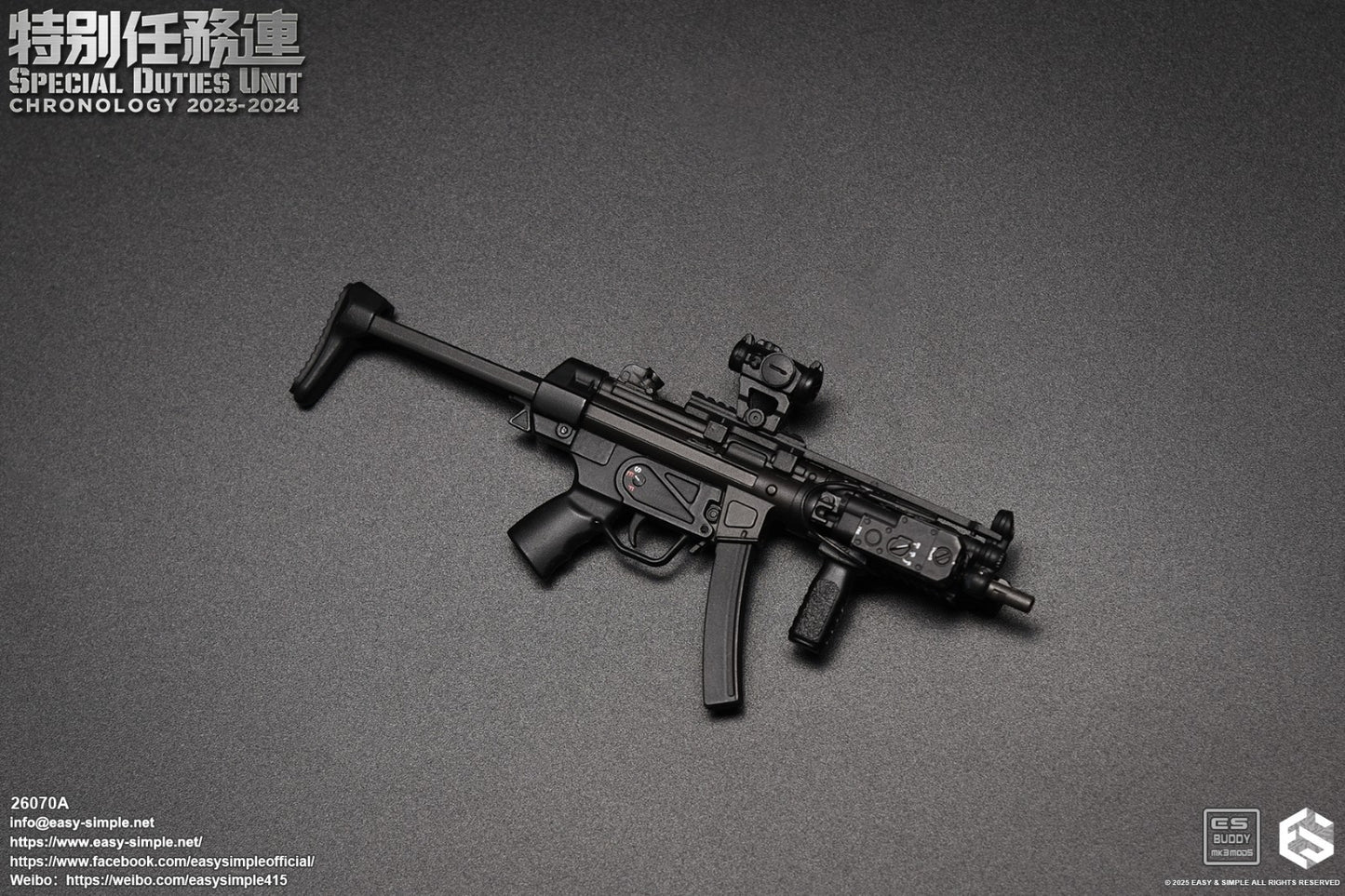 1:6 Easy & Simple SDU Assault Team 2023-2024 MP5 Submachine Gun for 12" Figures