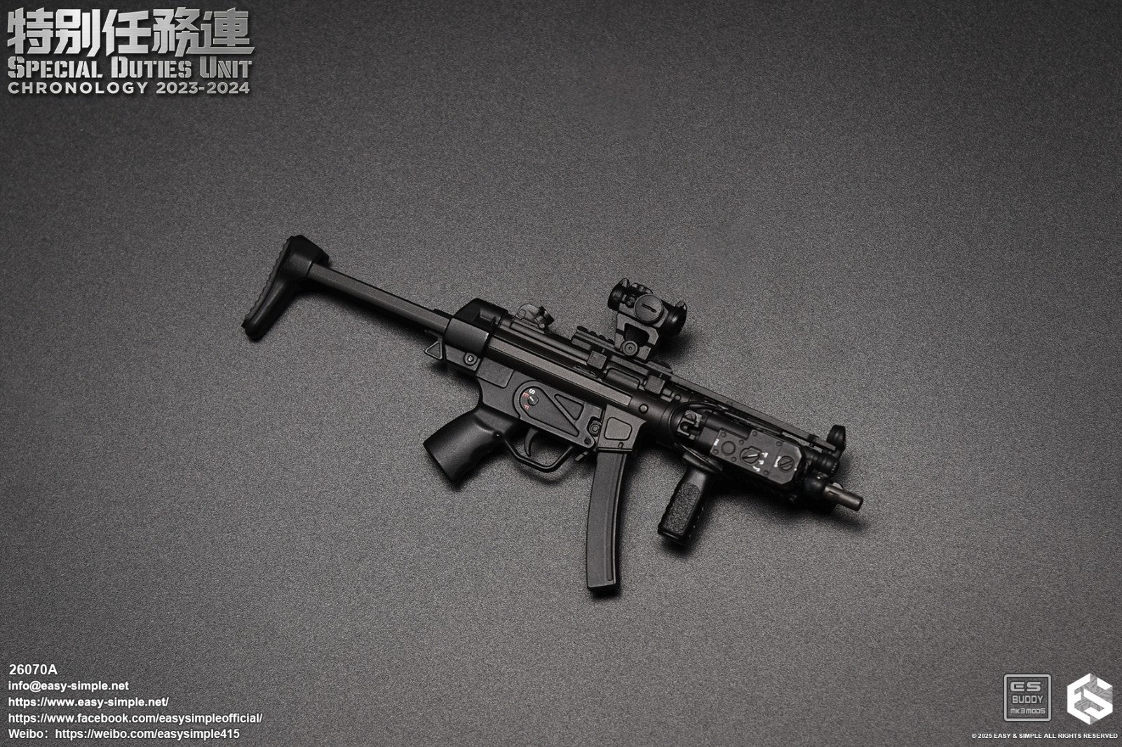 1:6 Easy & Simple SDU Assault Team 2023-2024 MP5 Submachine Gun for 12" Figures