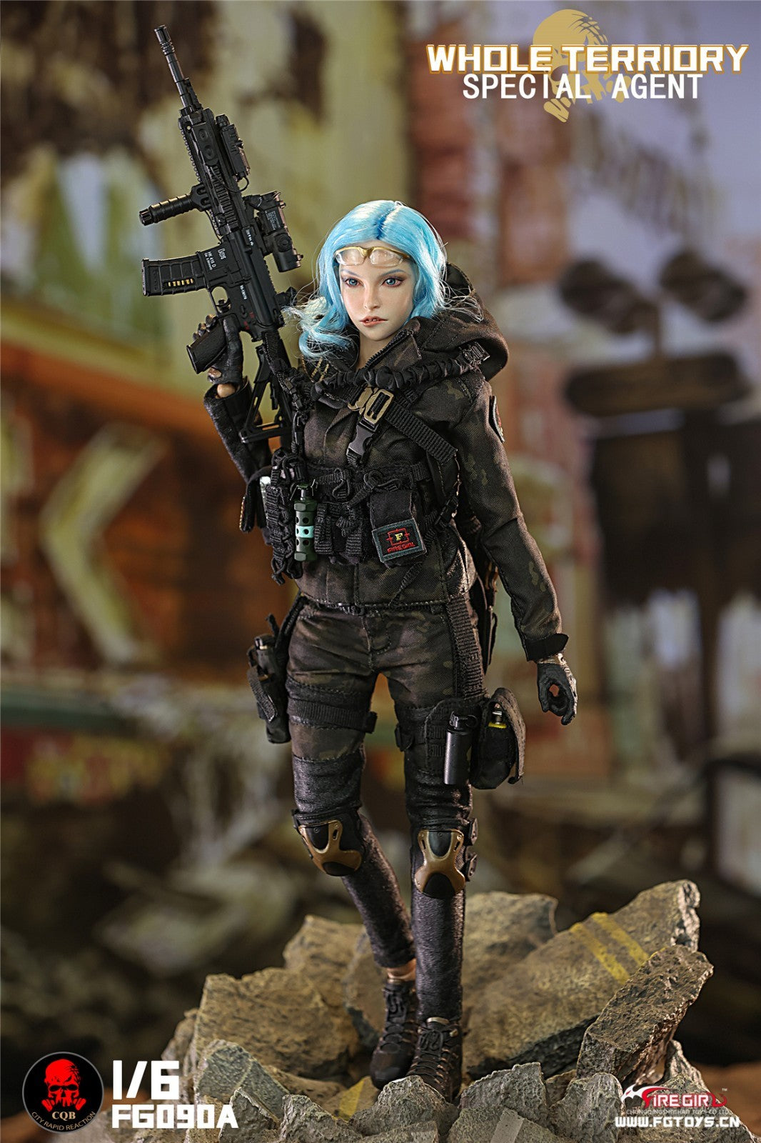 1:6 scale Fire Girl Female CQB Tactical Agent Green Multicam Backpack 12" Figure