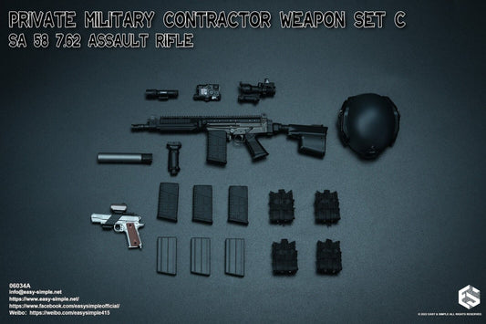 1:6 Easy & Simple PMC Weapon Set C SA 58 7.62 Assault Rifle Black ACOG 06034A 