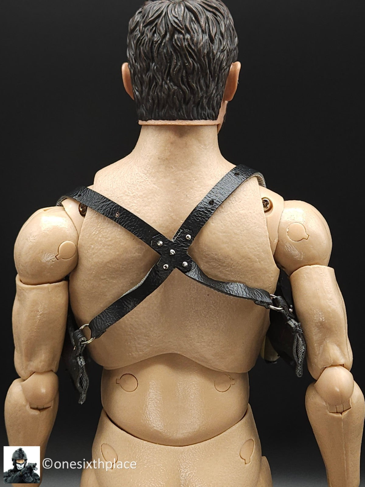 1:6 scale Triad Toys Black Leather Like Double Shoulder Holster for 12" Figures