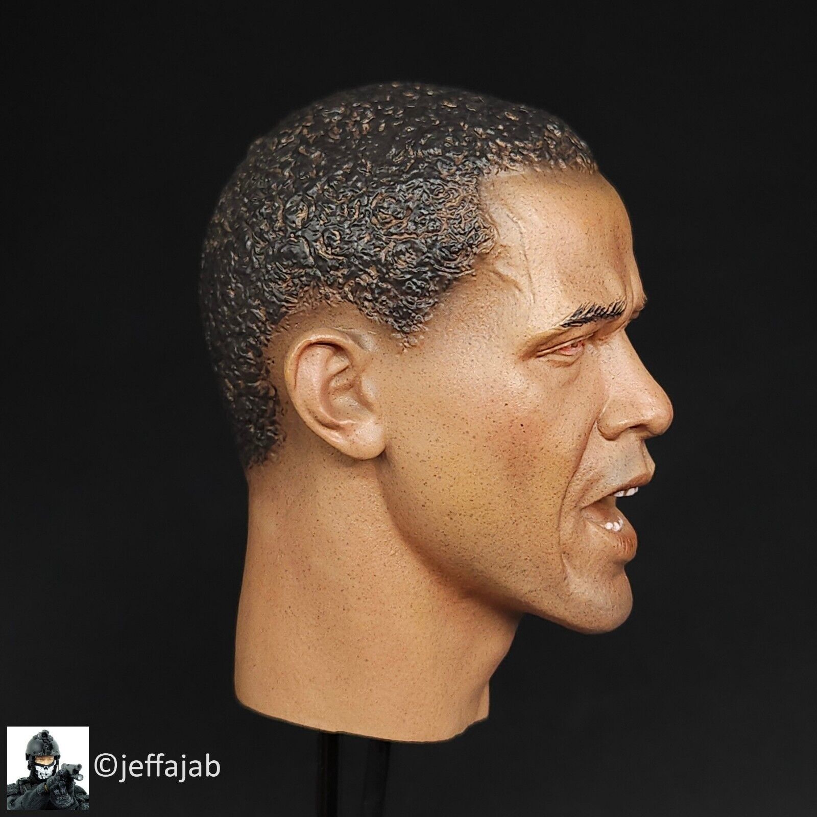 1:6 DiD Barack Obama Black AA Male Head Sculpt for 12" Figures