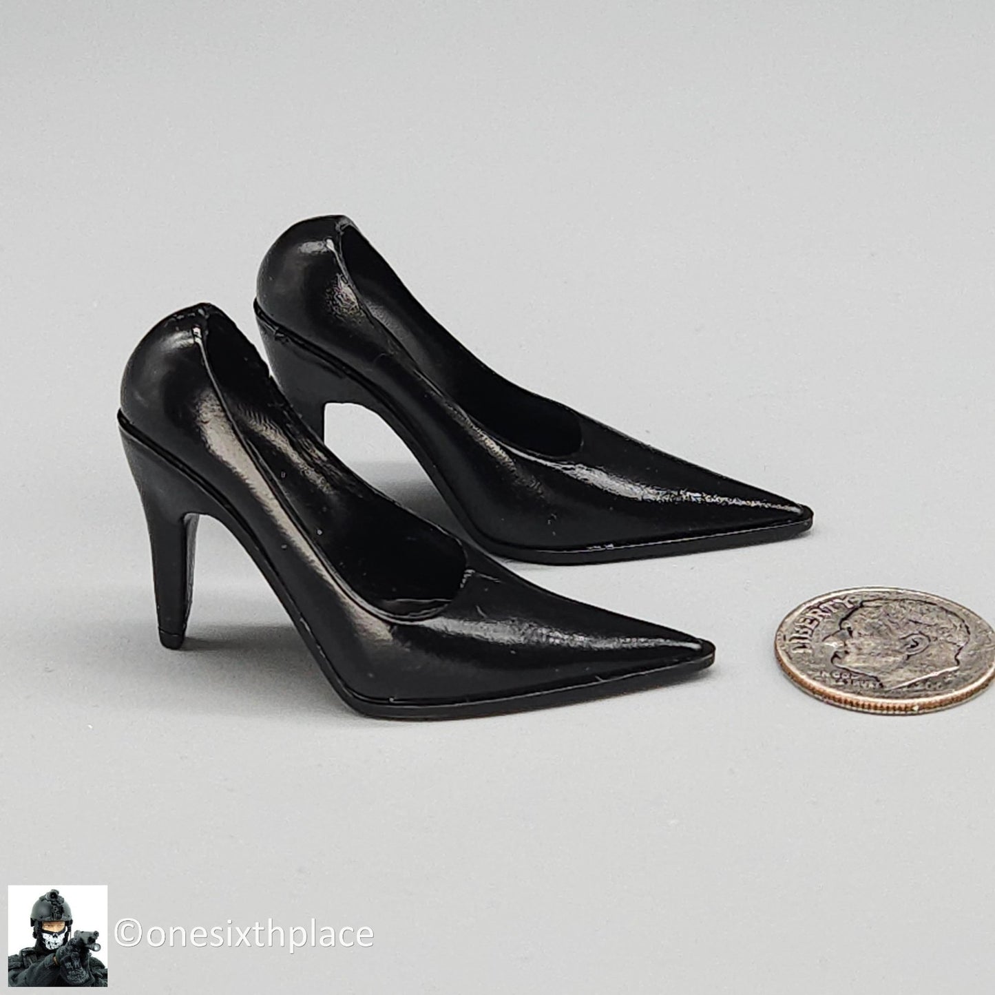 1:6 Triad Toys Female Black High Heels Shoes Style C (Tall Heel) for 12" Figure