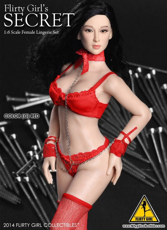 1:6 Flirty Girl Secret Female Red Lingerie Set for 12" Figures