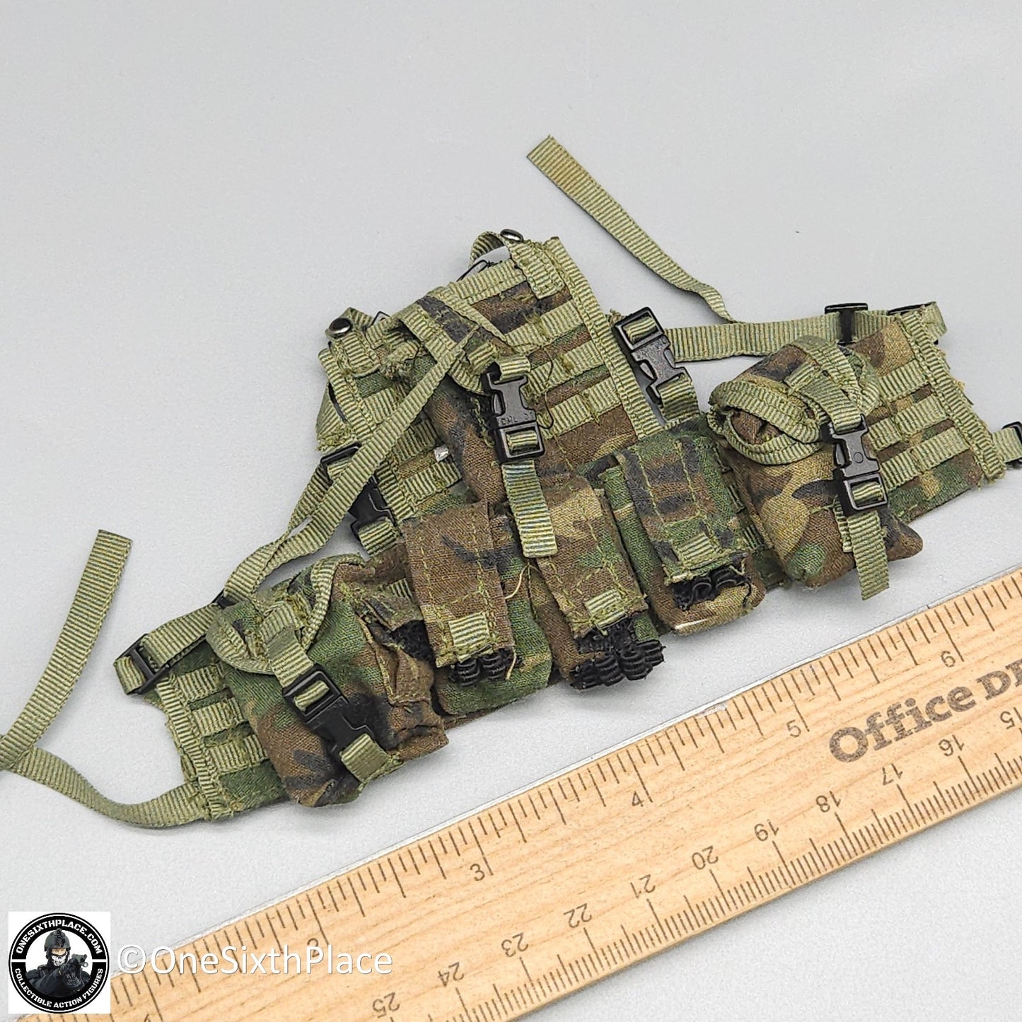 1:6 Dragon Army Ranger Woodland Camo RACK Chest Rig w/ Pouches for 12" Figures