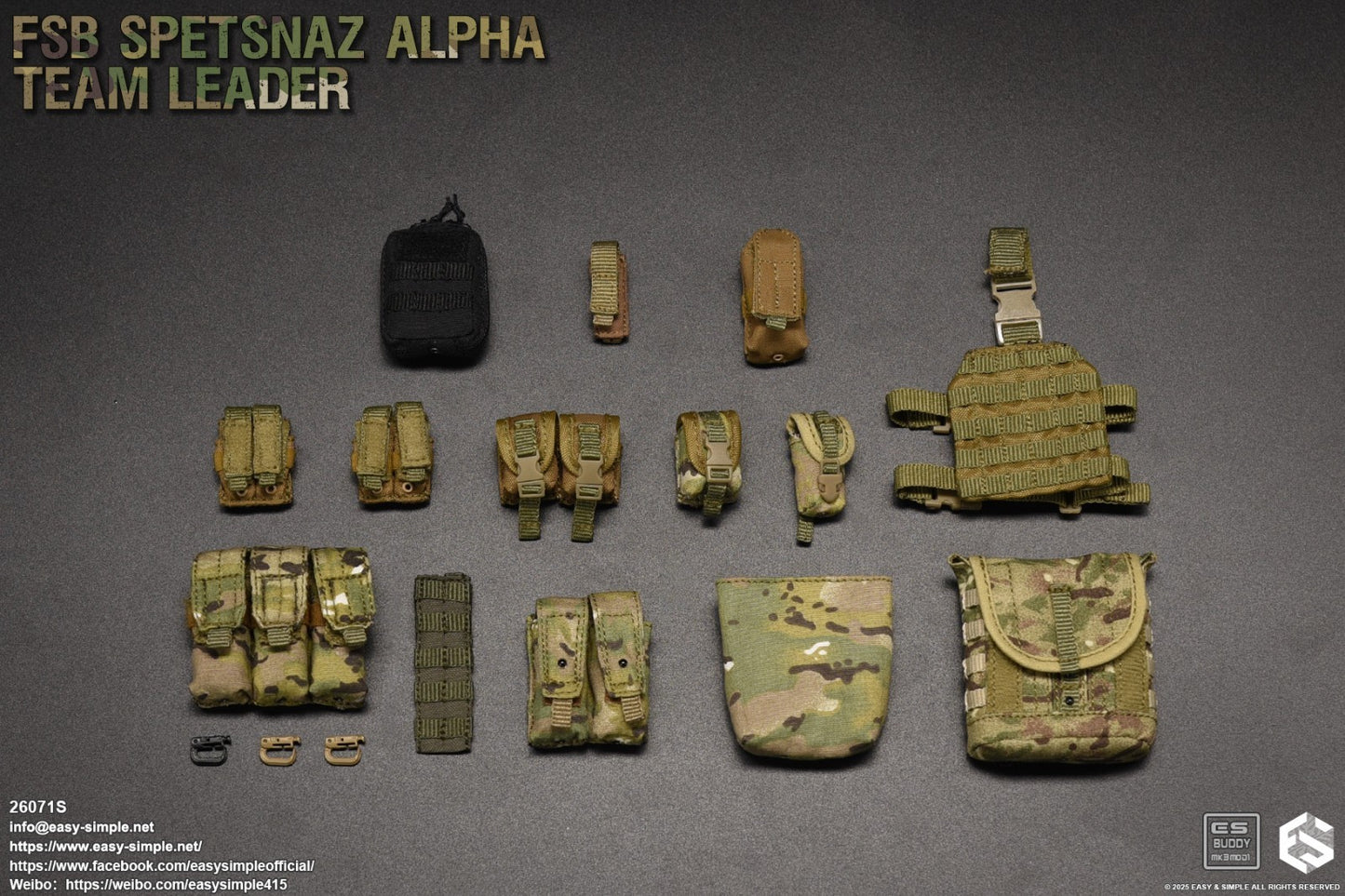 1:6 scale Easy & Simple Russian ALPHA Team Leader Multicam Gas Mask Bag