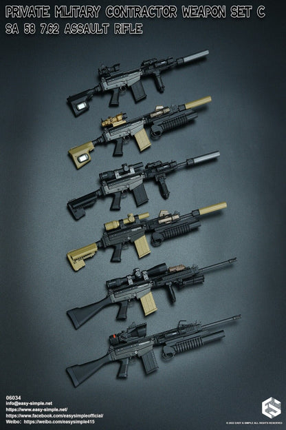 1:6 Easy & Simple PMC Weapon Set C SA 58 7.62 Assault Rifle Gold ACOG 06034B