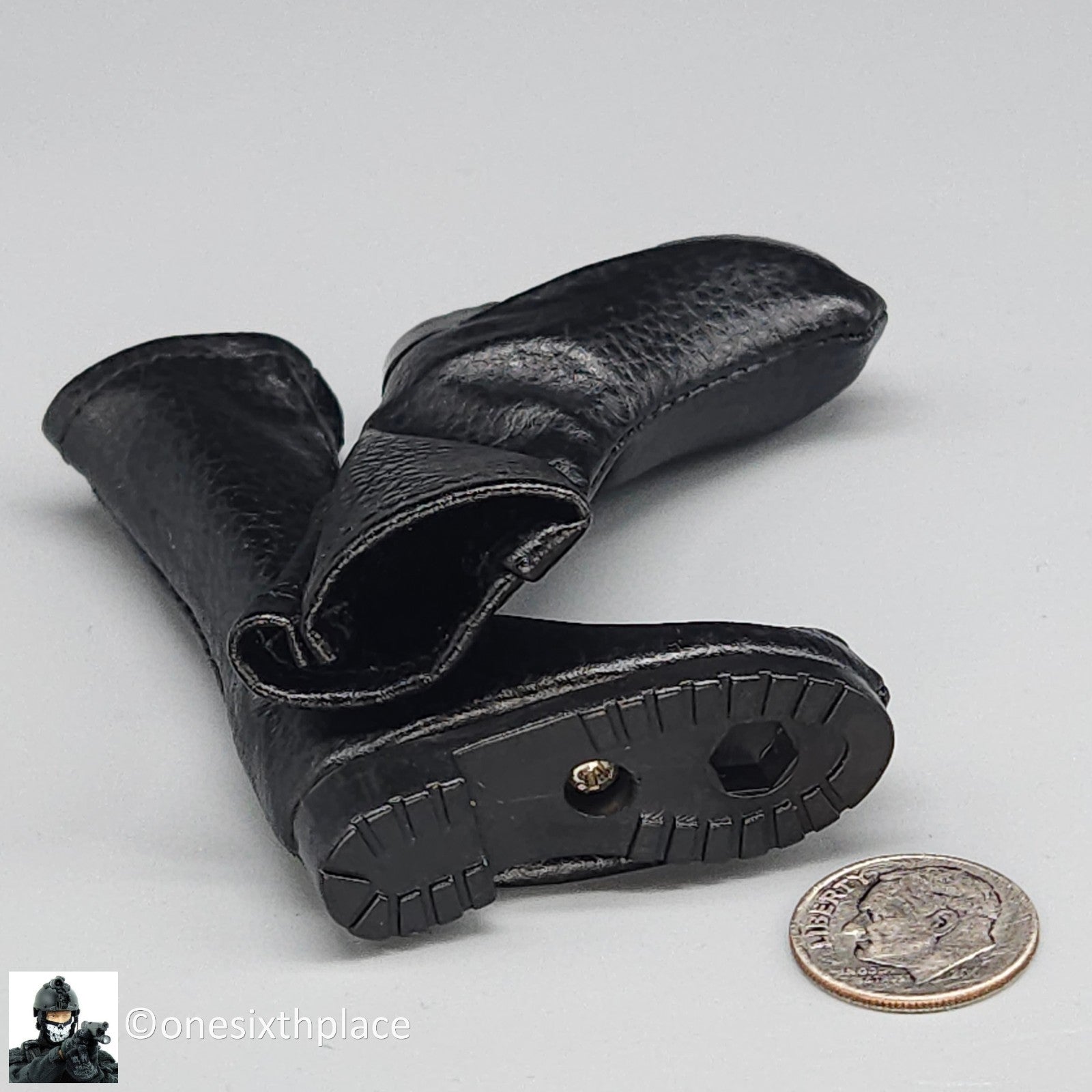 1:6 Triad Toys Plain Jane Female Tall Black Boots (Peg Type) for 12" Figures