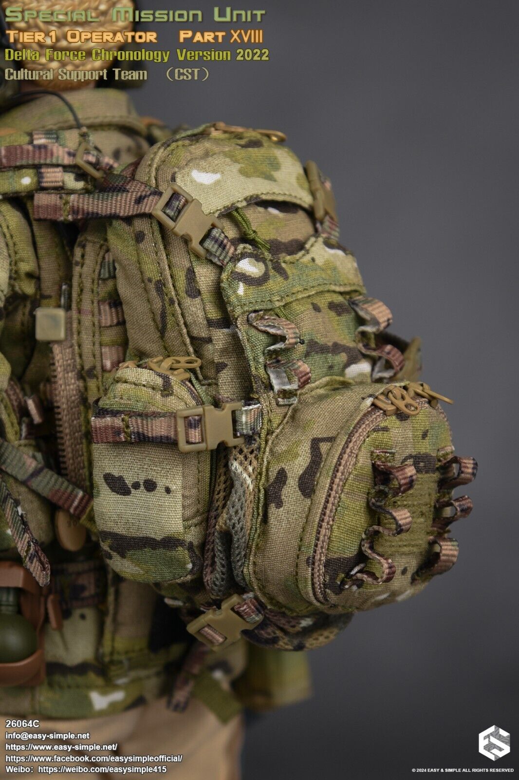 1:6 Easy & Simple Delta Force 2022 Cultural Support Team CST Multicam Backpack