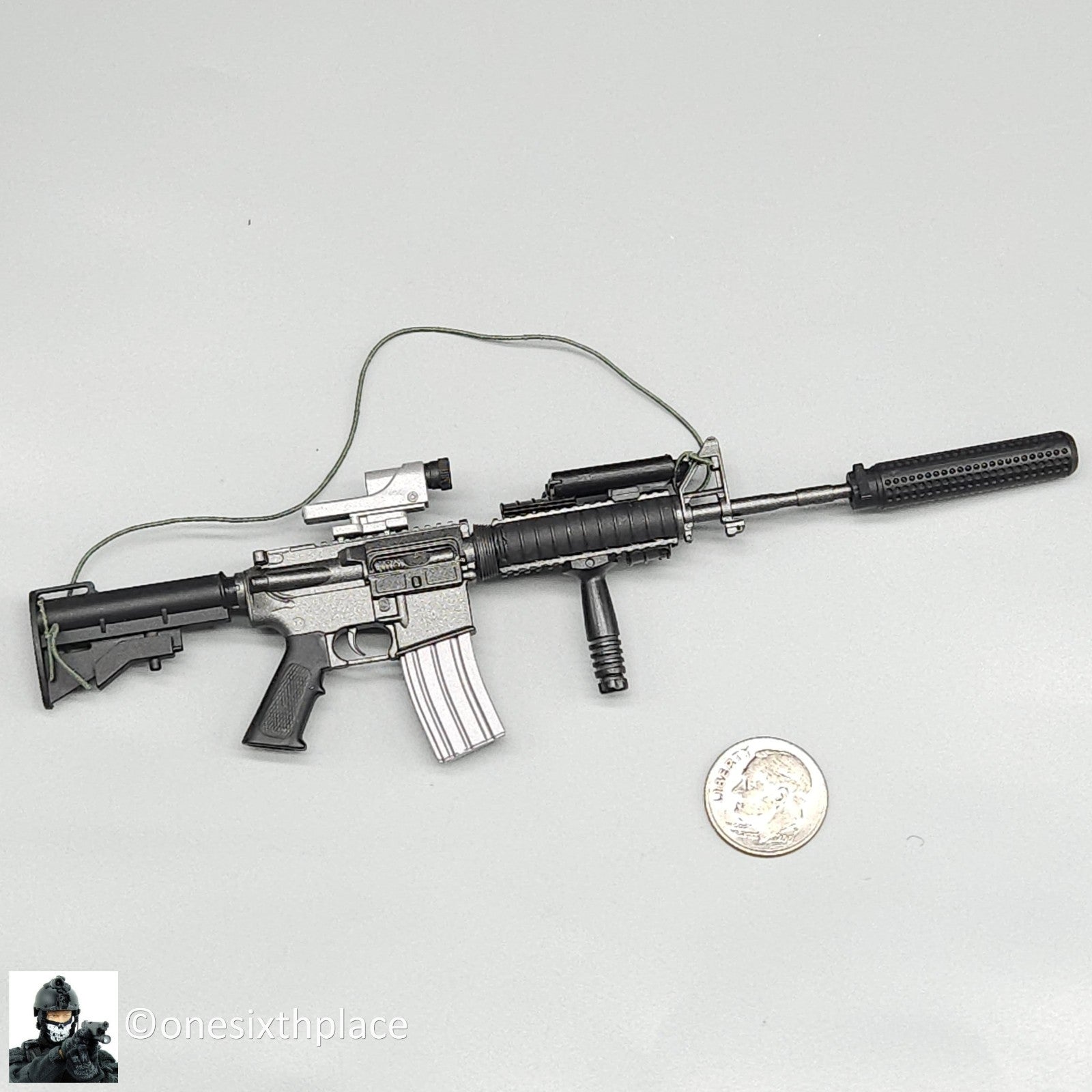 1:6 scale Dragon M4 Rifle w/ Reflex Sight & Silencer for 12" Figures
