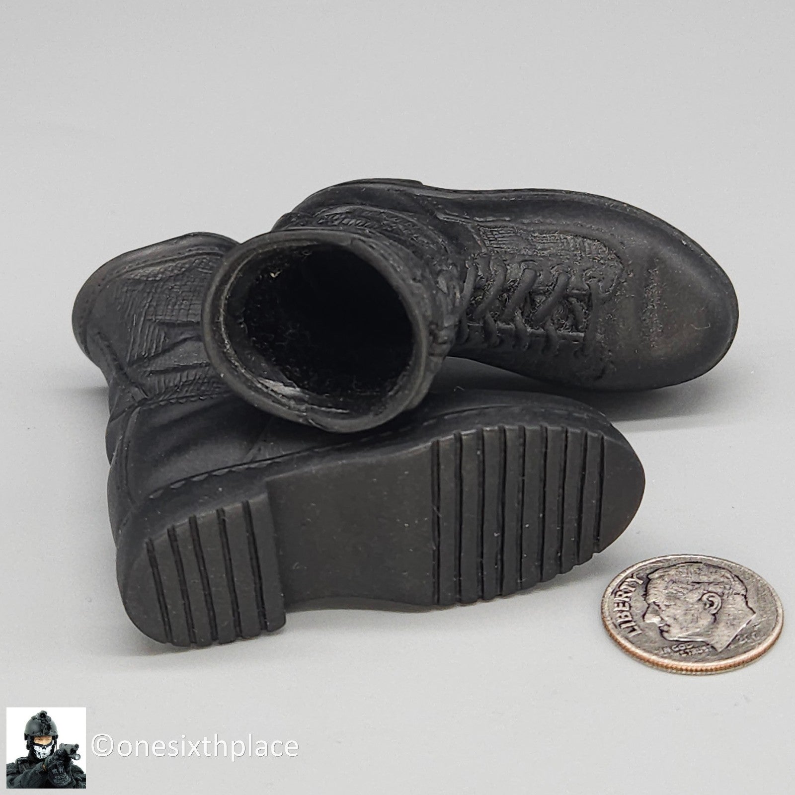 1:6 scale BBI USMC Force Recon Black Combat Boots (Foot Type) for 12" Figures
