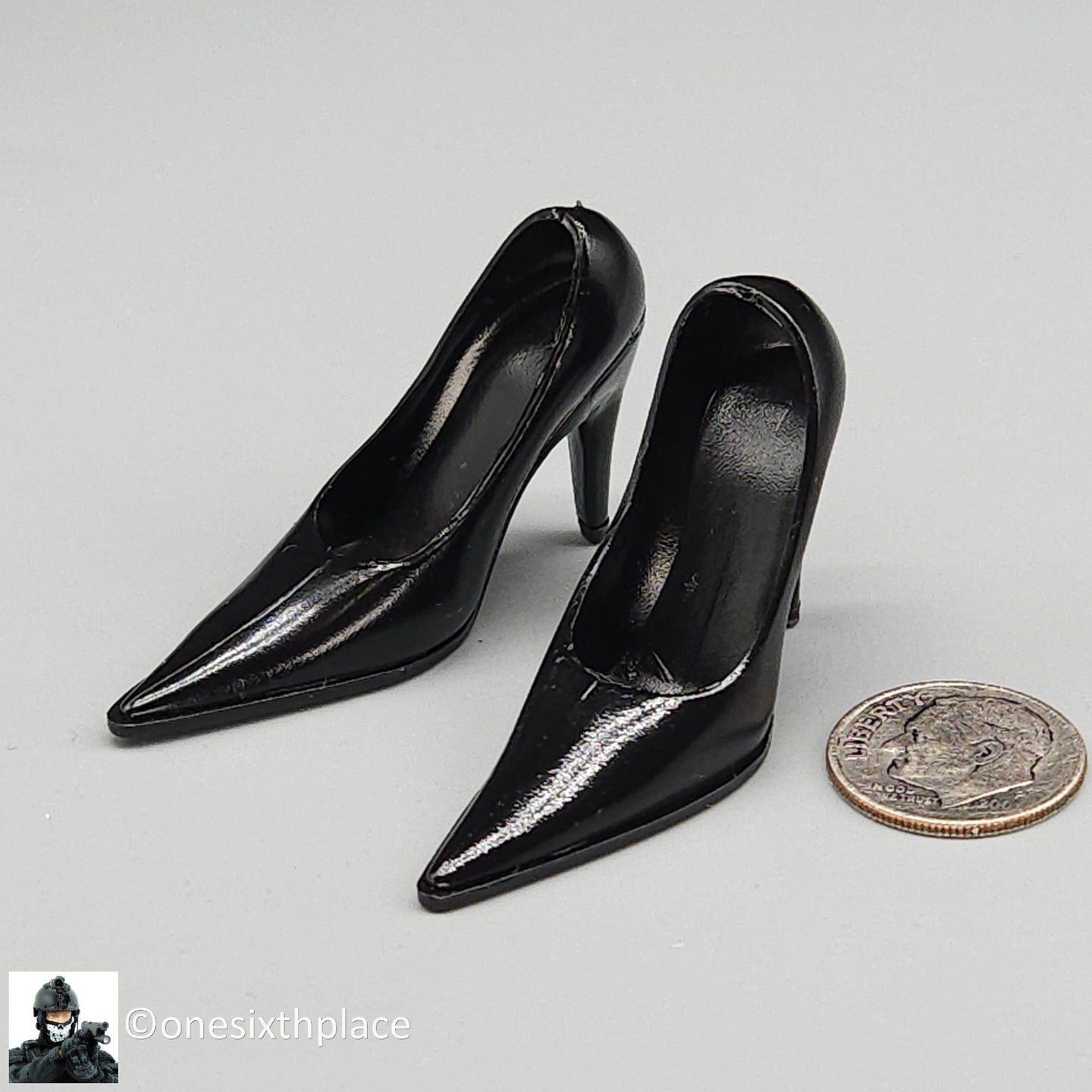 1:6 Triad Toys Female Black High Heels Shoes Style C (Tall Heel) for 12" Figure