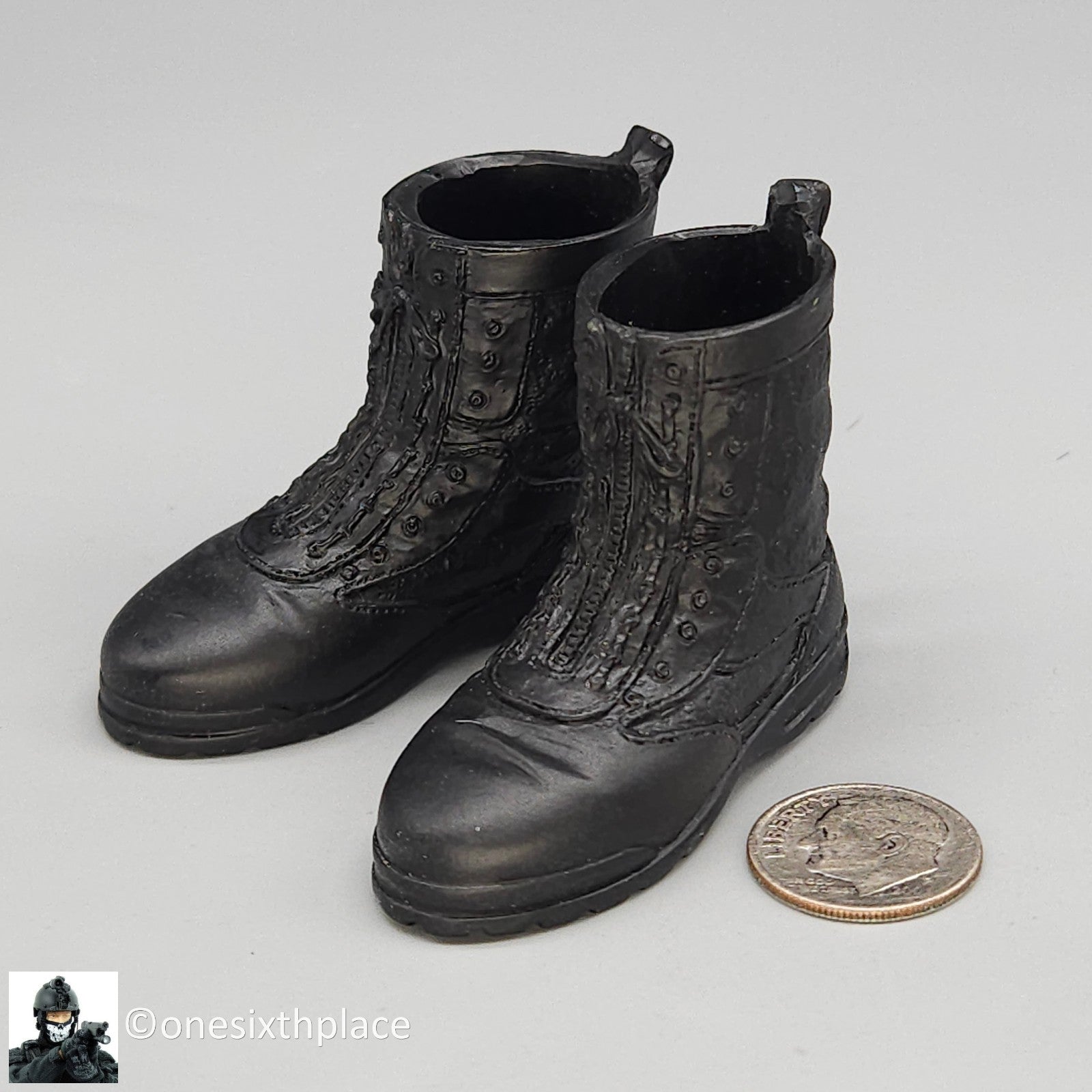 1:6 scale Dragon Black Tactical Zipper Boots (Foot Type) for 12" Figures