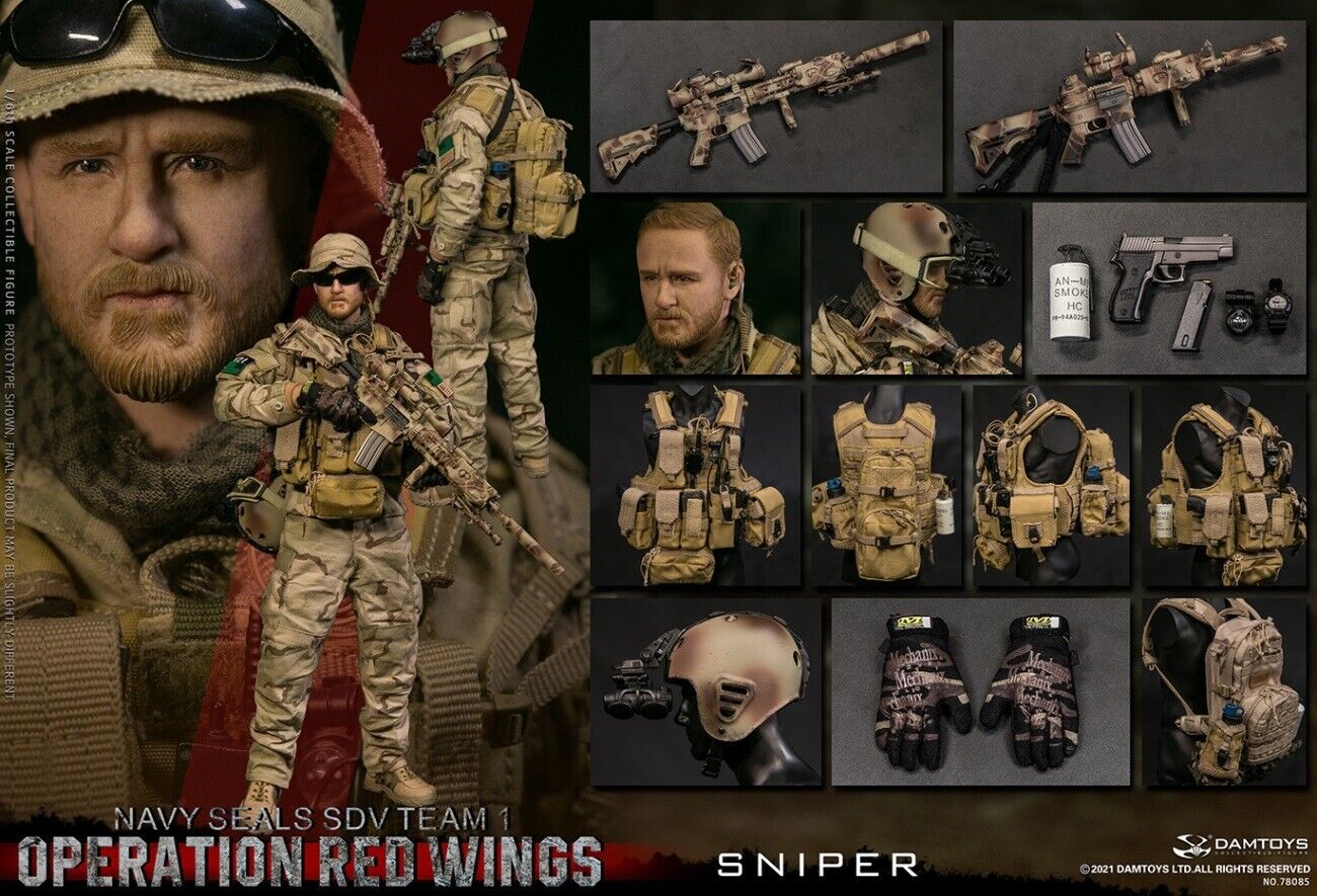 1:6 scale DamToys Navy SEAL Operation Red Wings Sniper Male Head Sculpt