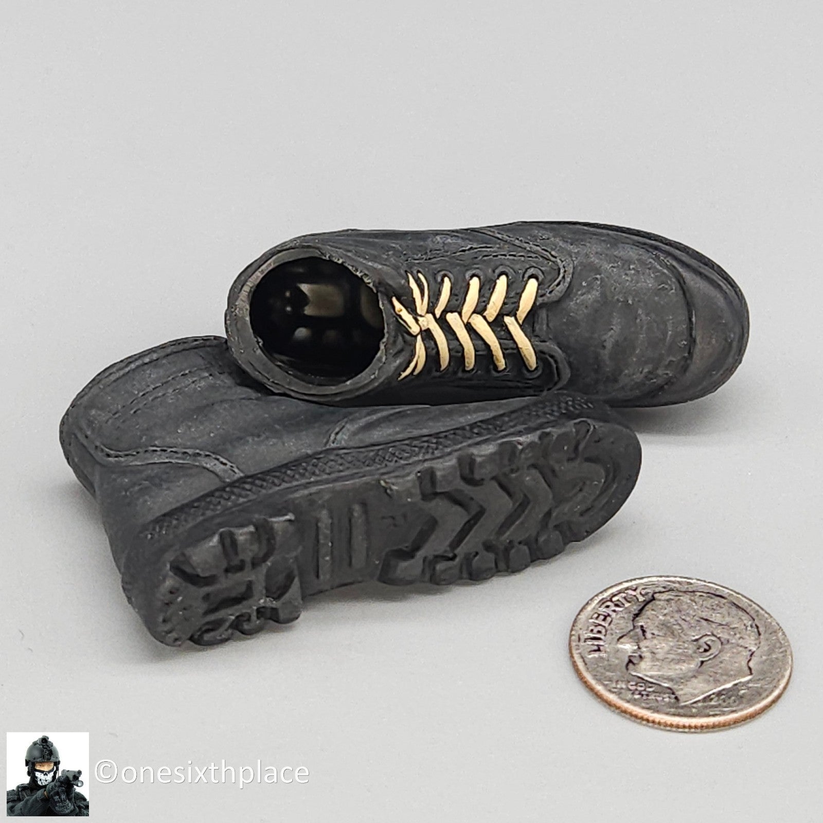 1:6 21C Century Toys Female Black Tactical Boots (Foot Type) for 12" Figures