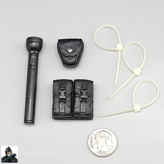 1:6 scale BBI SWAT Team Barret Pouch Flashlight Handcuff Set for 12" Figures
