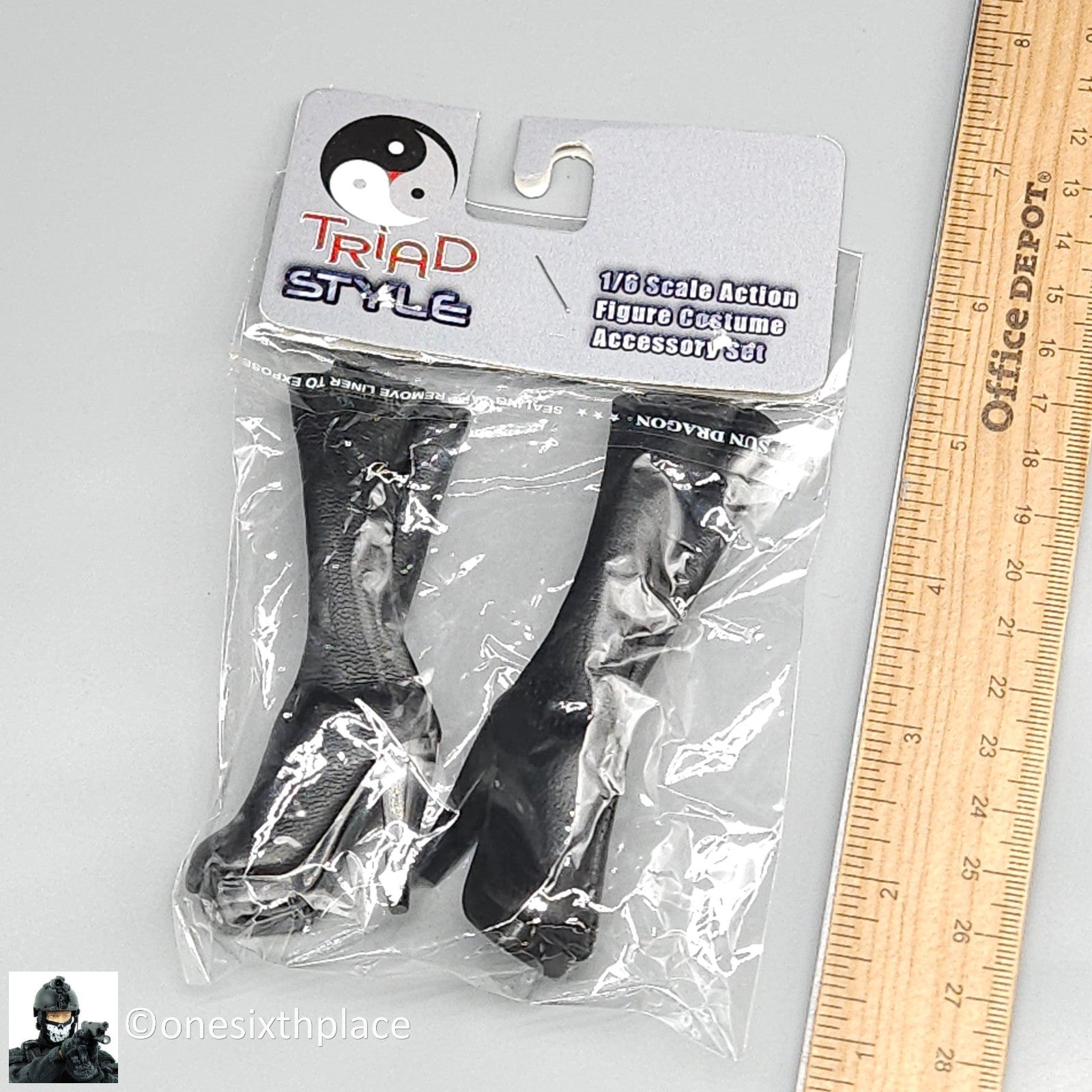 1:6 Triad Toys Boot Female Black High Heel Boots (Peg Type) for 12" Figures