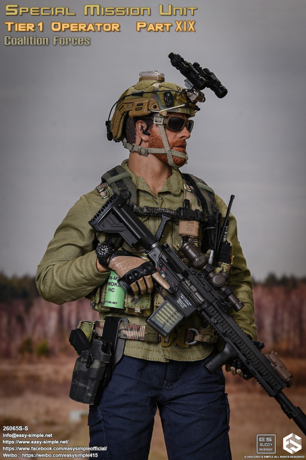 1:6 scale Easy & Simple Coalition Forces SAS HK417 Rifle for 12" Figures