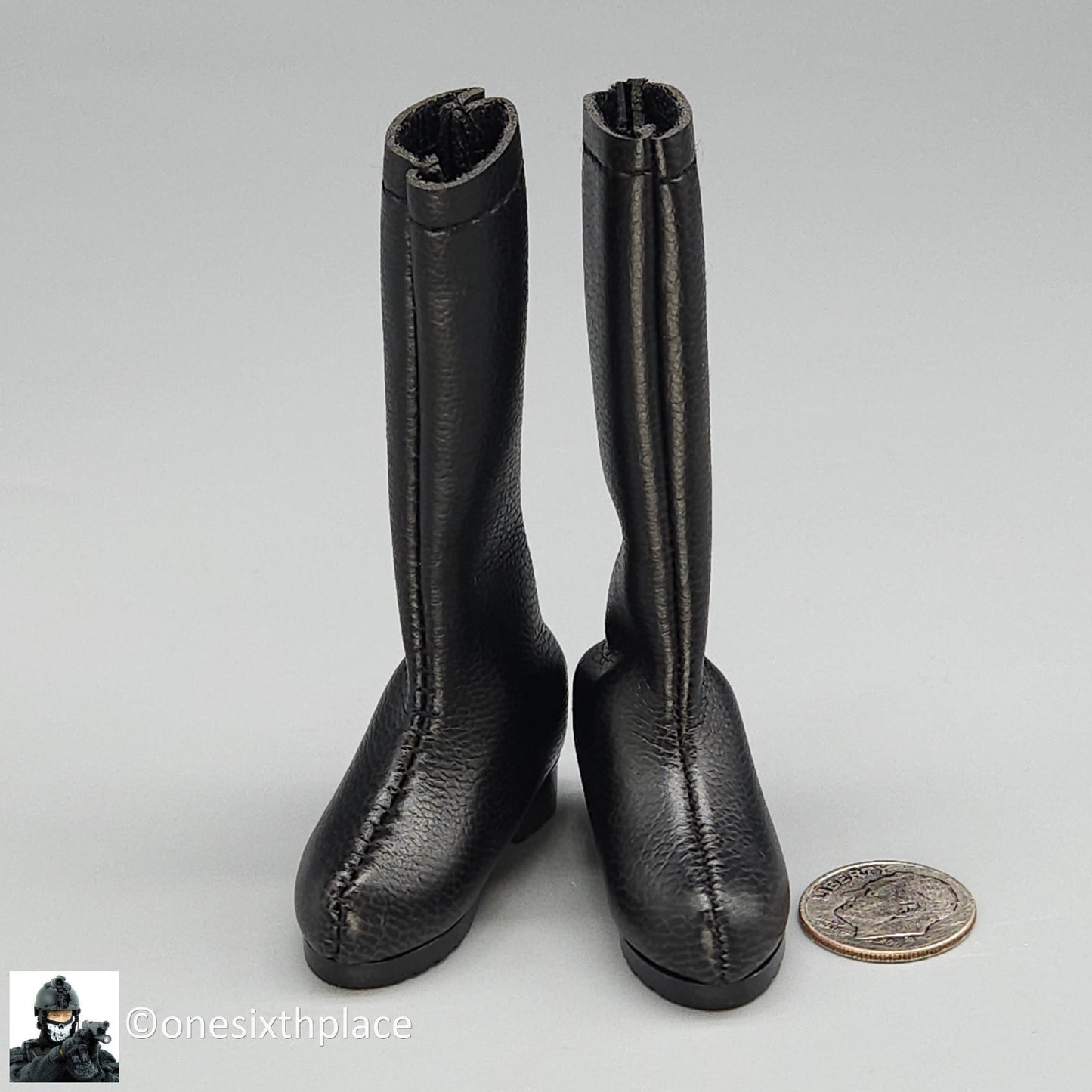1:6 Triad Toys Boot Camp 2.0 Female Tall Black Boots (Peg Type) for 12" Figures