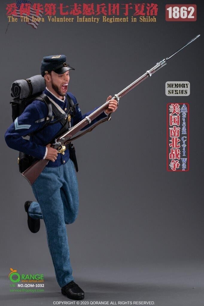 1:6 QO Toys American Civil War US 7th Iowa Volunteer Shiloh 1862 12" Figure