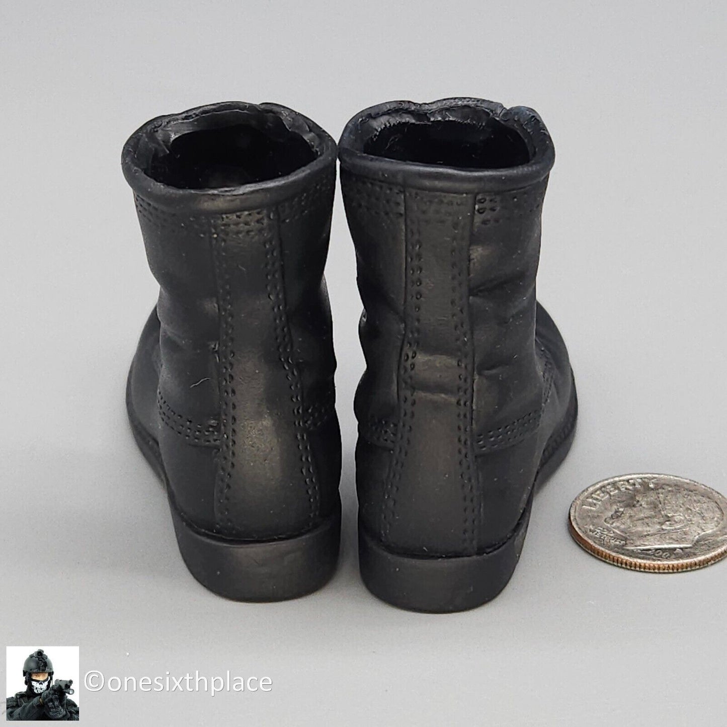 1:6 scale BBI Navy Pilot Black Combat Boots (Foot Type) for 12" Figures