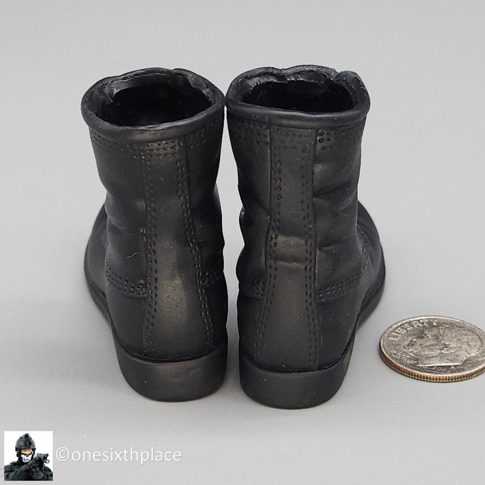 1:6 scale BBI Navy Pilot Black Combat Boots (Foot Type) for 12" Figures