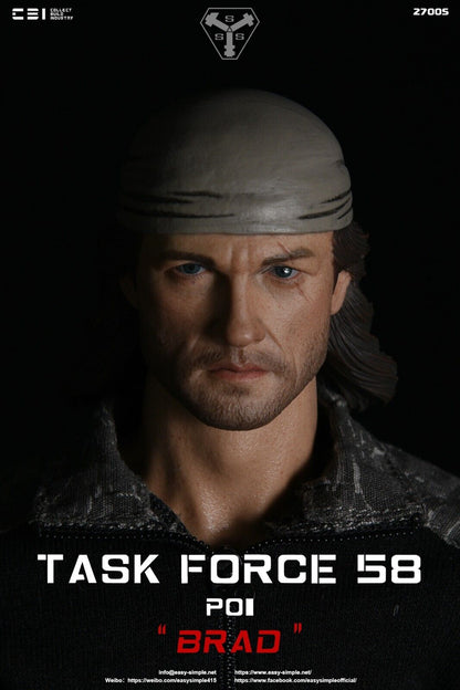 1:6 Easy & Simple CBI Task Force 58 PO1 Brad Male Head Sculpt for 12" Figures