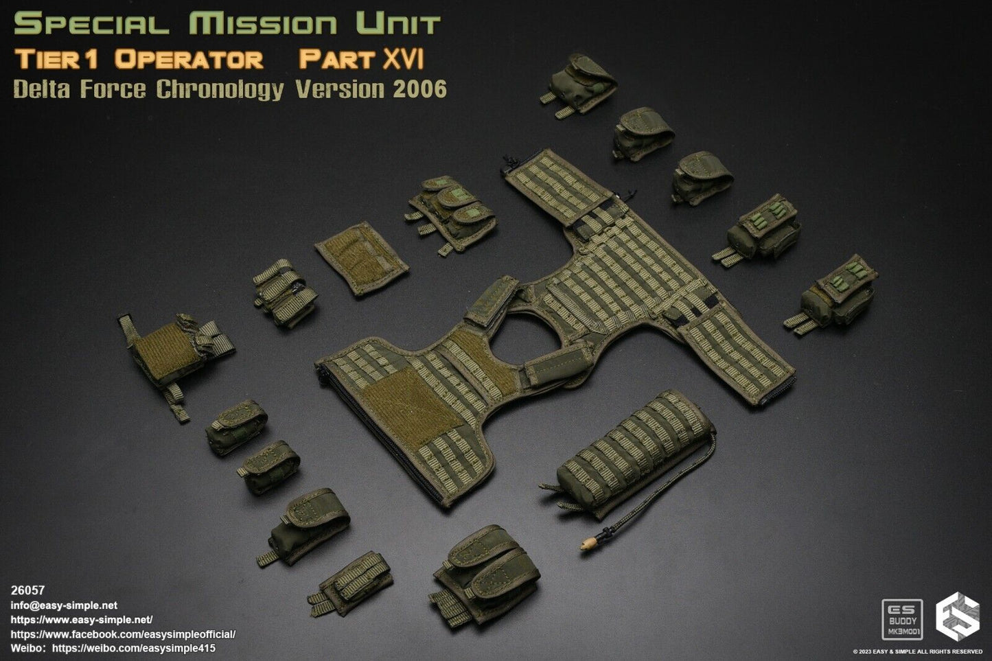 1:6 Easy & Simple Delta Force Chronology 2006 Green Triple M4 Mag Pouch Shingle