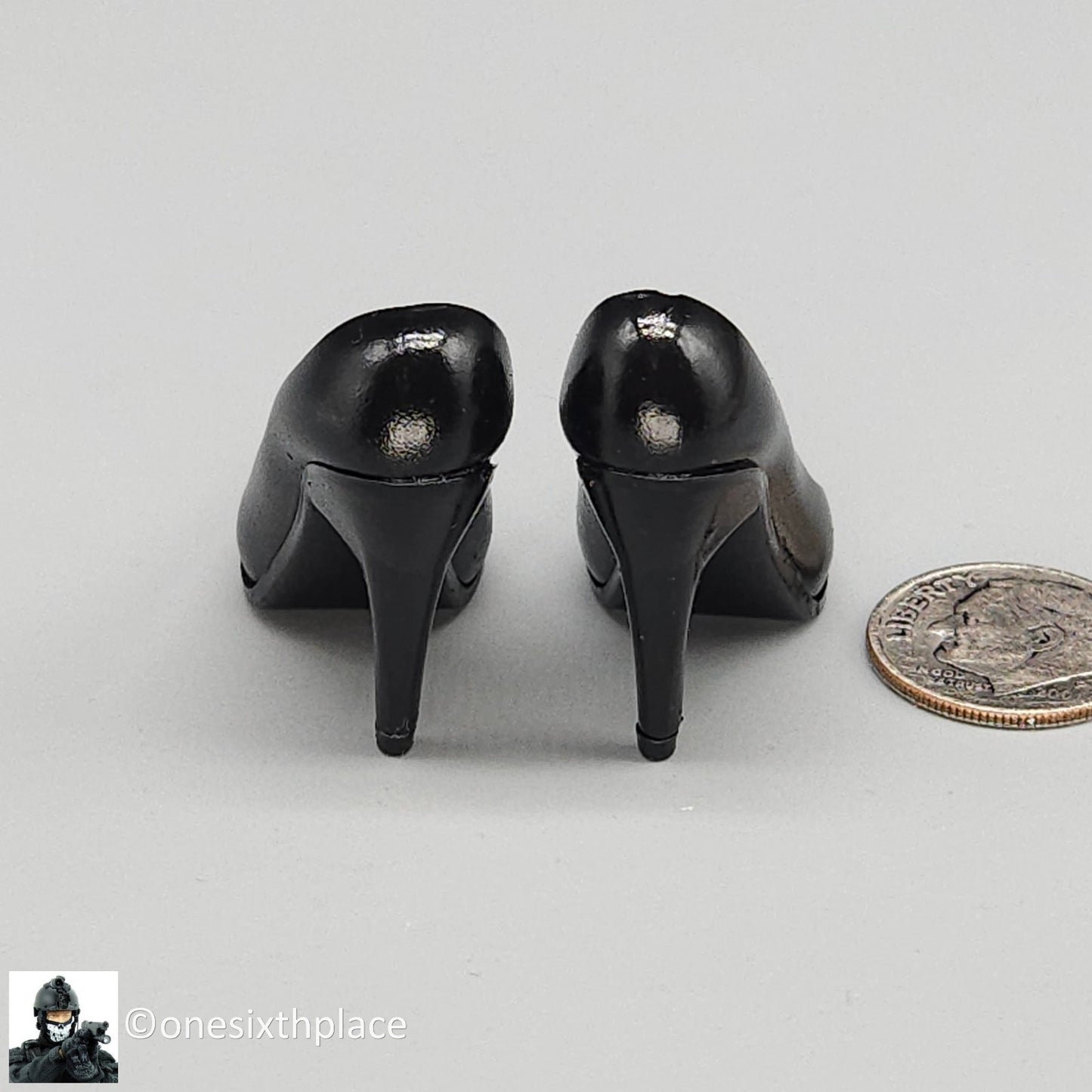 1:6 Triad Toys Female Black High Heels Shoes Style C (Tall Heel) for 12" Figure