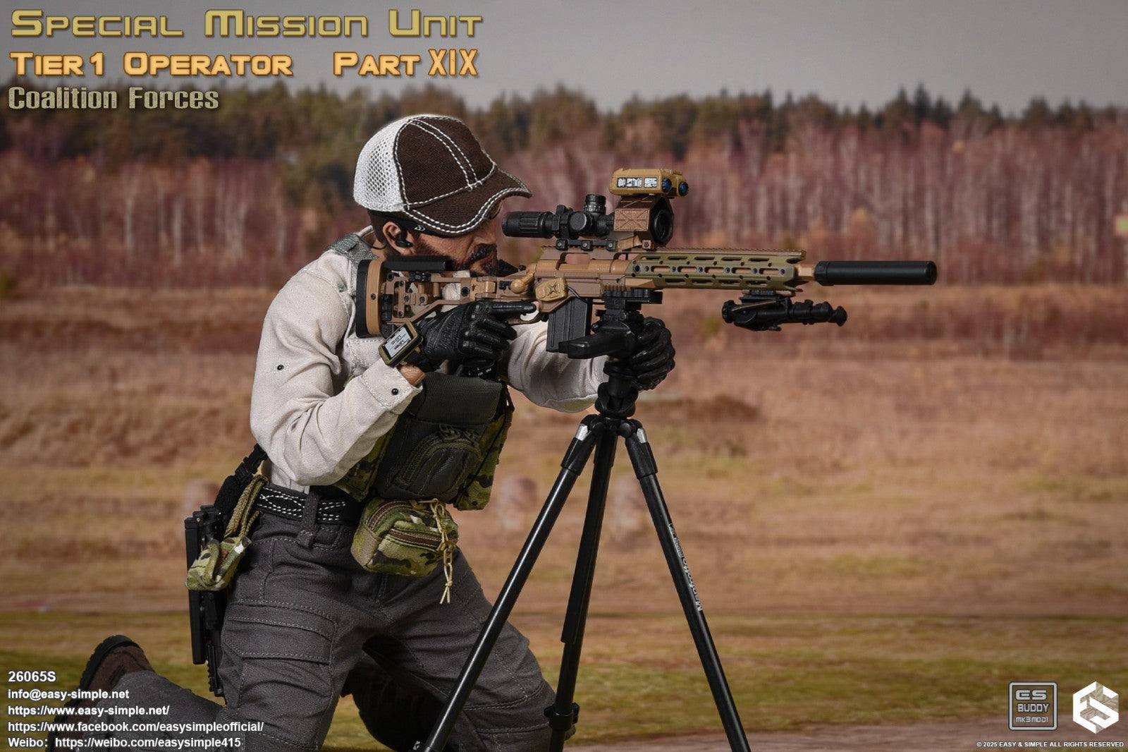 1:6 Easy & Simple Coalition Force Sniper Rifle Tripod for 12" Figure 26065SC