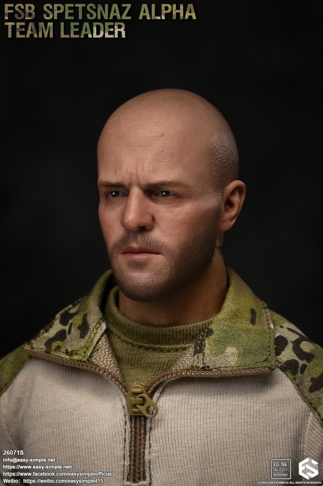 1:6 scale Easy & Simple ALPHA Team Leader Male Head Sculpt for 12" Figures