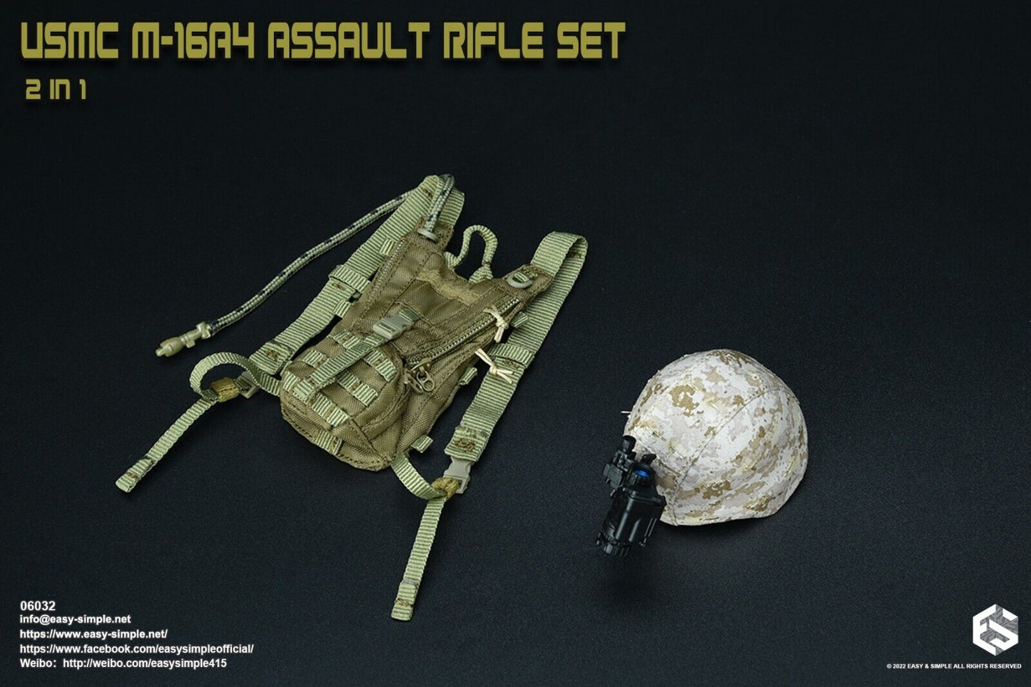 1:6 Easy & Simple USMC M9 Pistol w/ Coyote Tan Holster for 12" Figures 06032