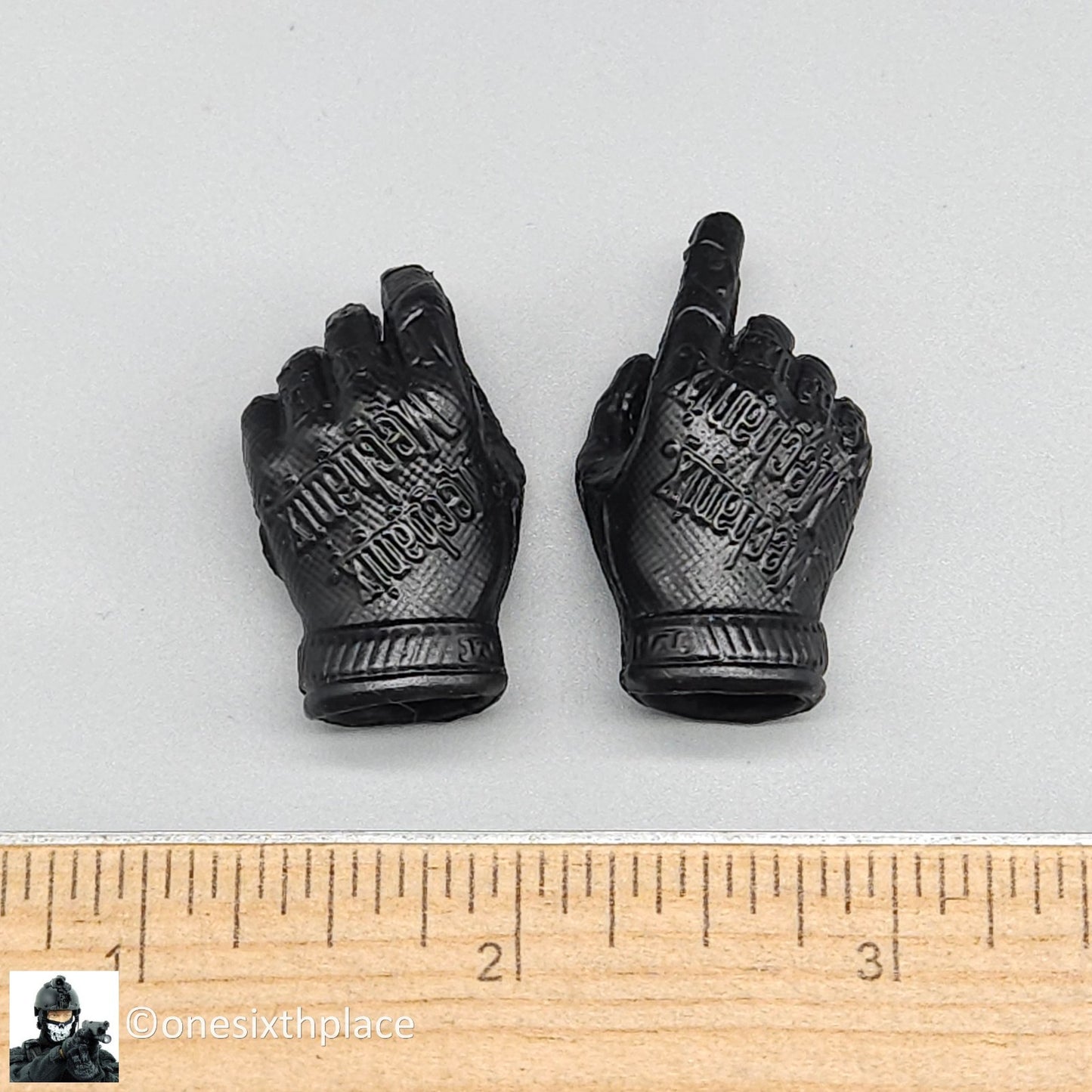 1:6 Easy & Simple Molded Black Mechanix Gloved Hands for 12" Figures