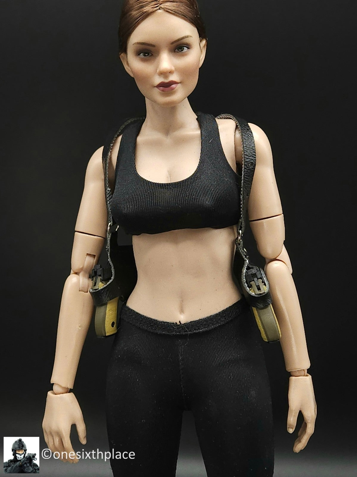 1:6 scale Triad Toys Black Leather Like Double Shoulder Holster for 12" Figures