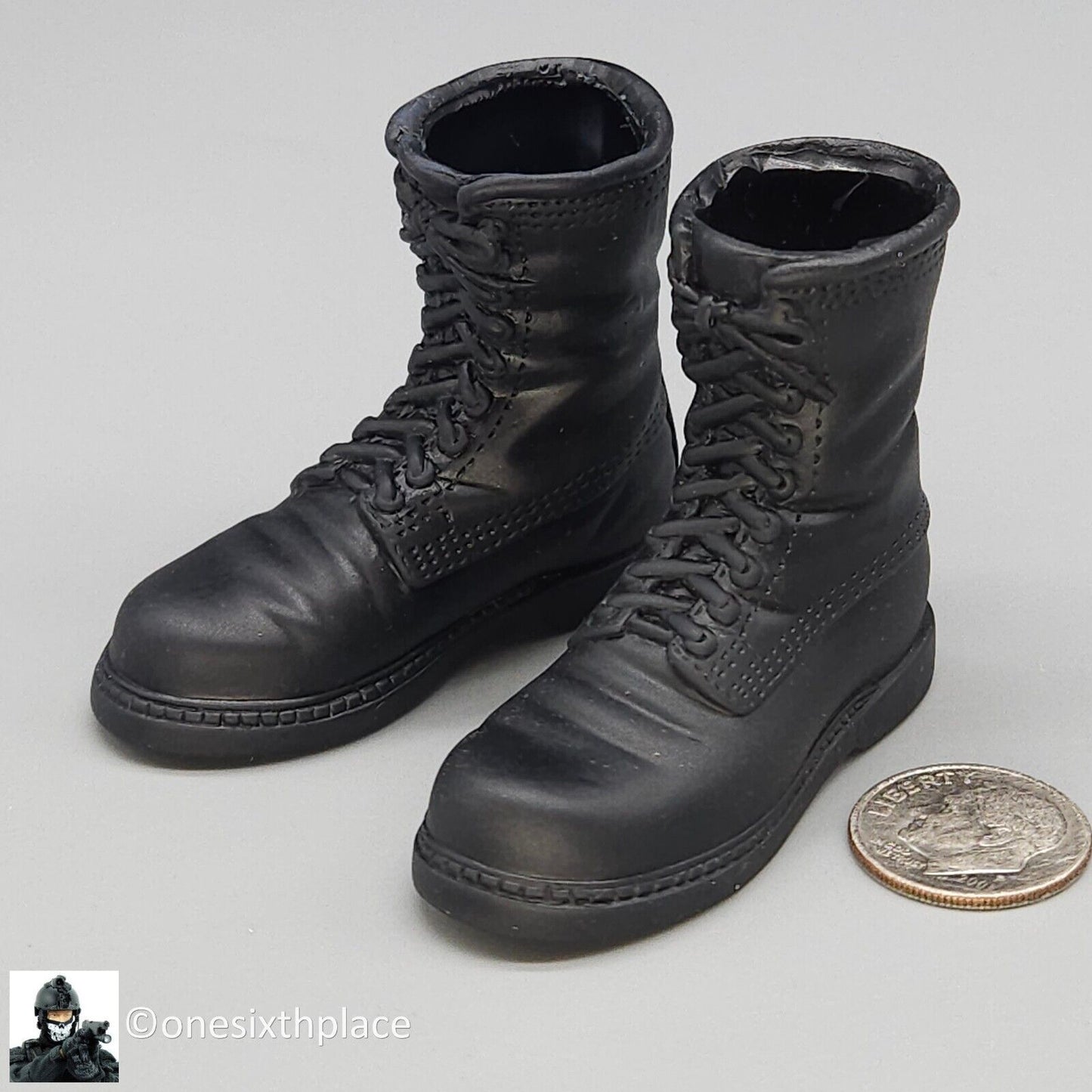 1:6 scale BBI Navy Pilot Black Combat Boots (Foot Type) for 12" Figures
