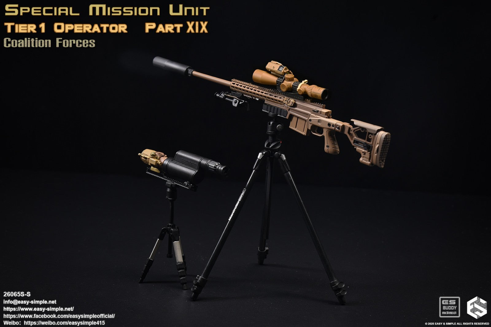 1:6 scale Easy & Simple Coalition Forces SAS AX338 Sniper Rifle for 12" Figures